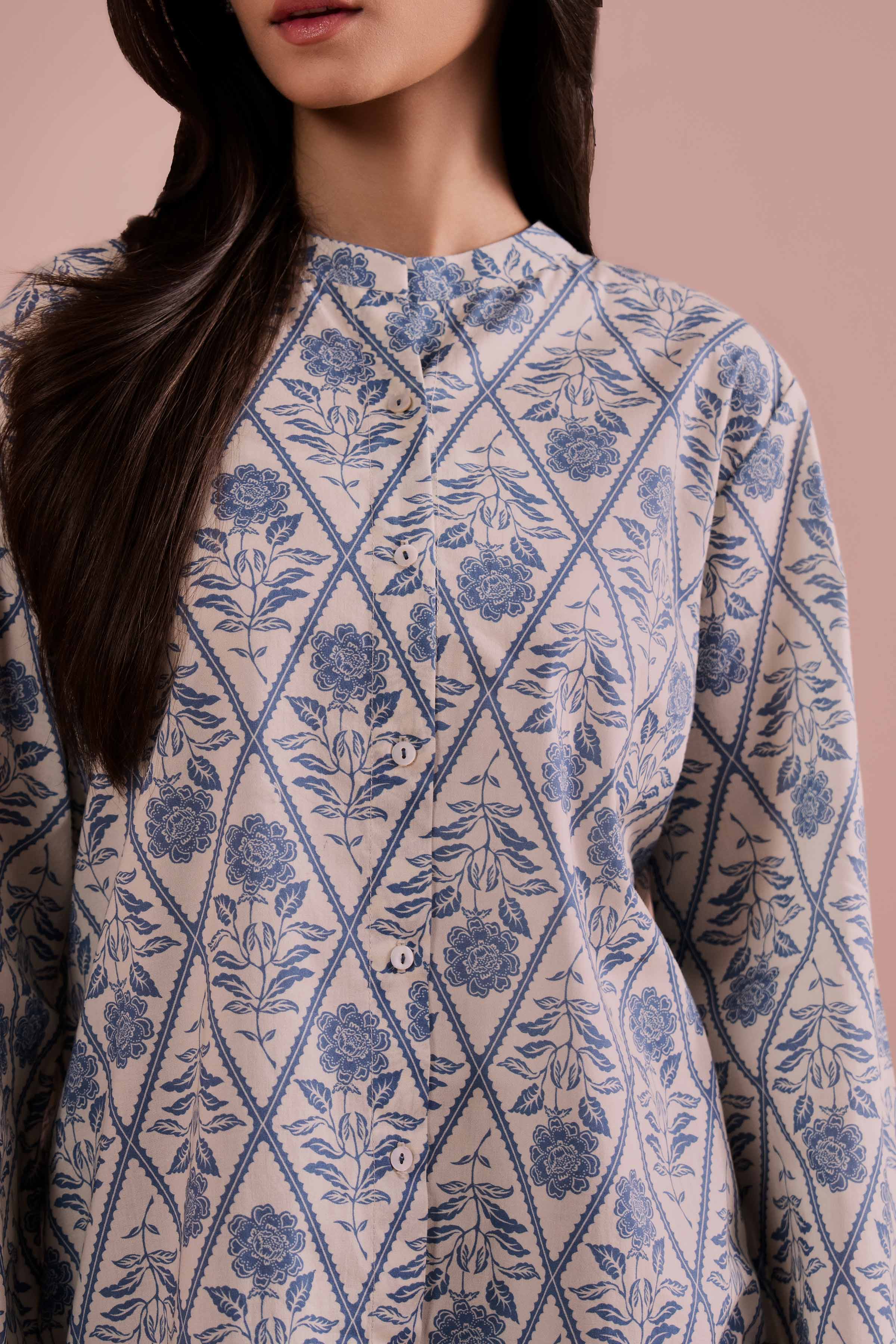 NishatUK - White Printed Cambric 2-piece ready to wear Dress