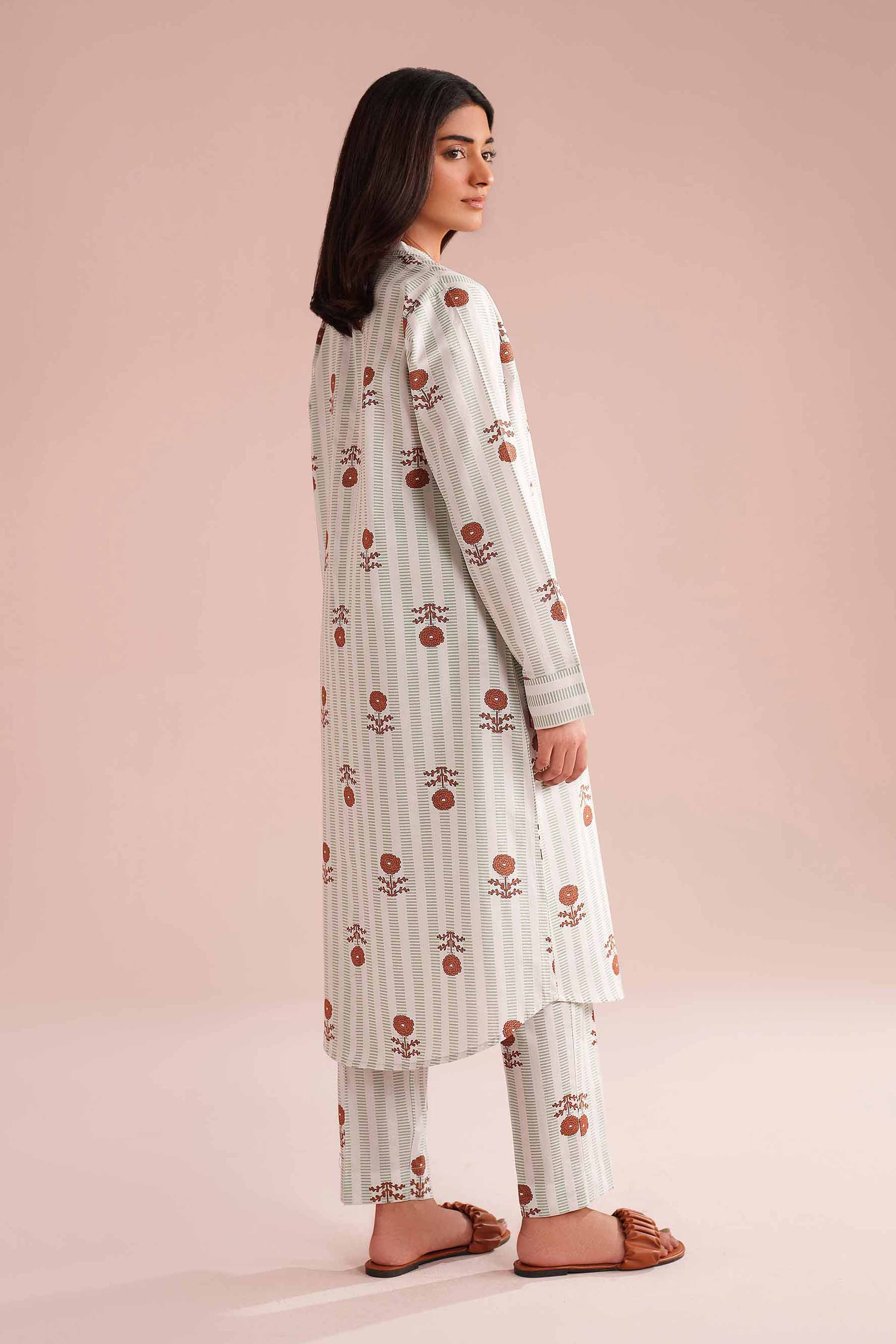 NishatUK - Green Printed Cambric 2-piece ready to wear Dress