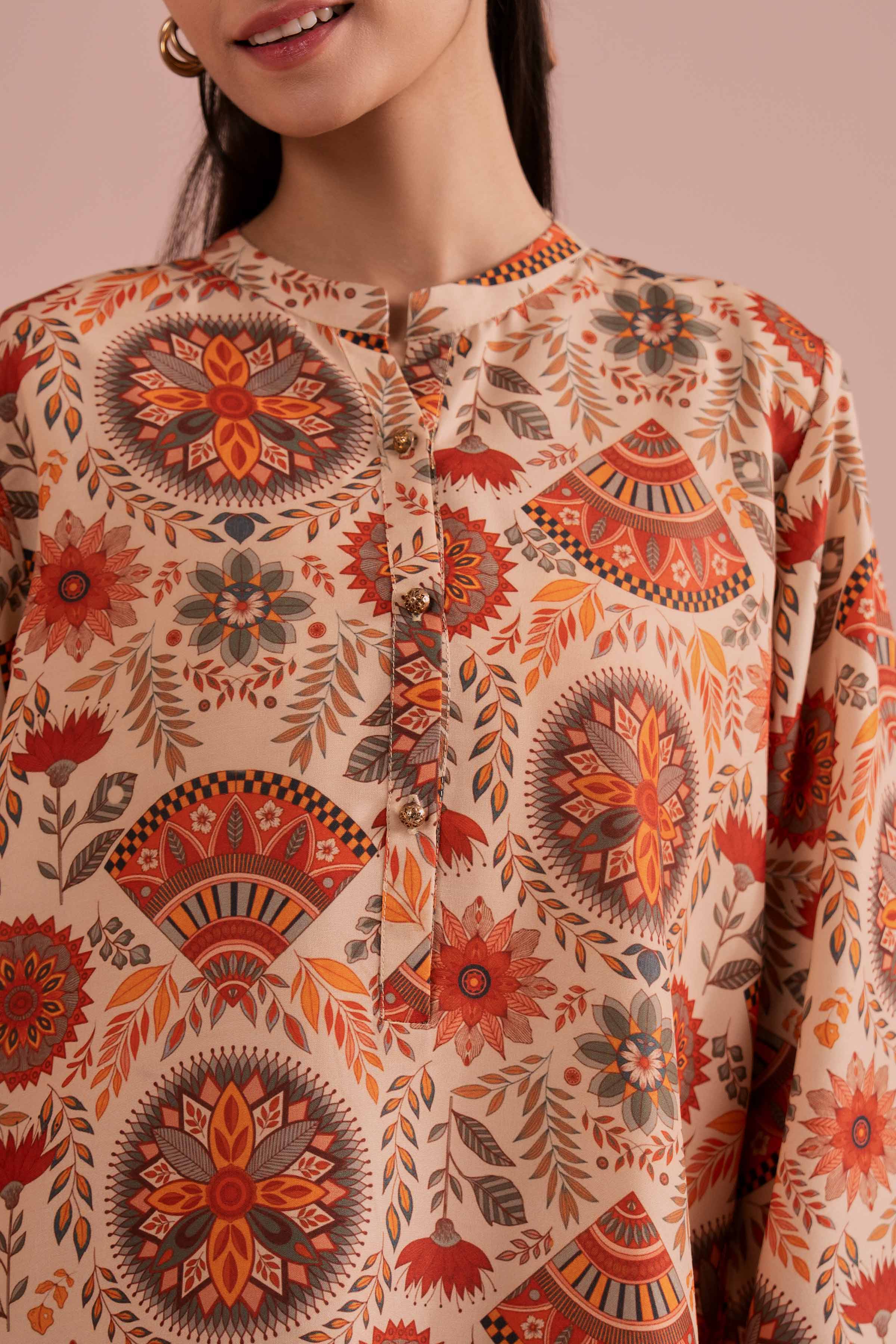 NishatUK - Beige Printed Lawn 2-piece ready to wear Dress