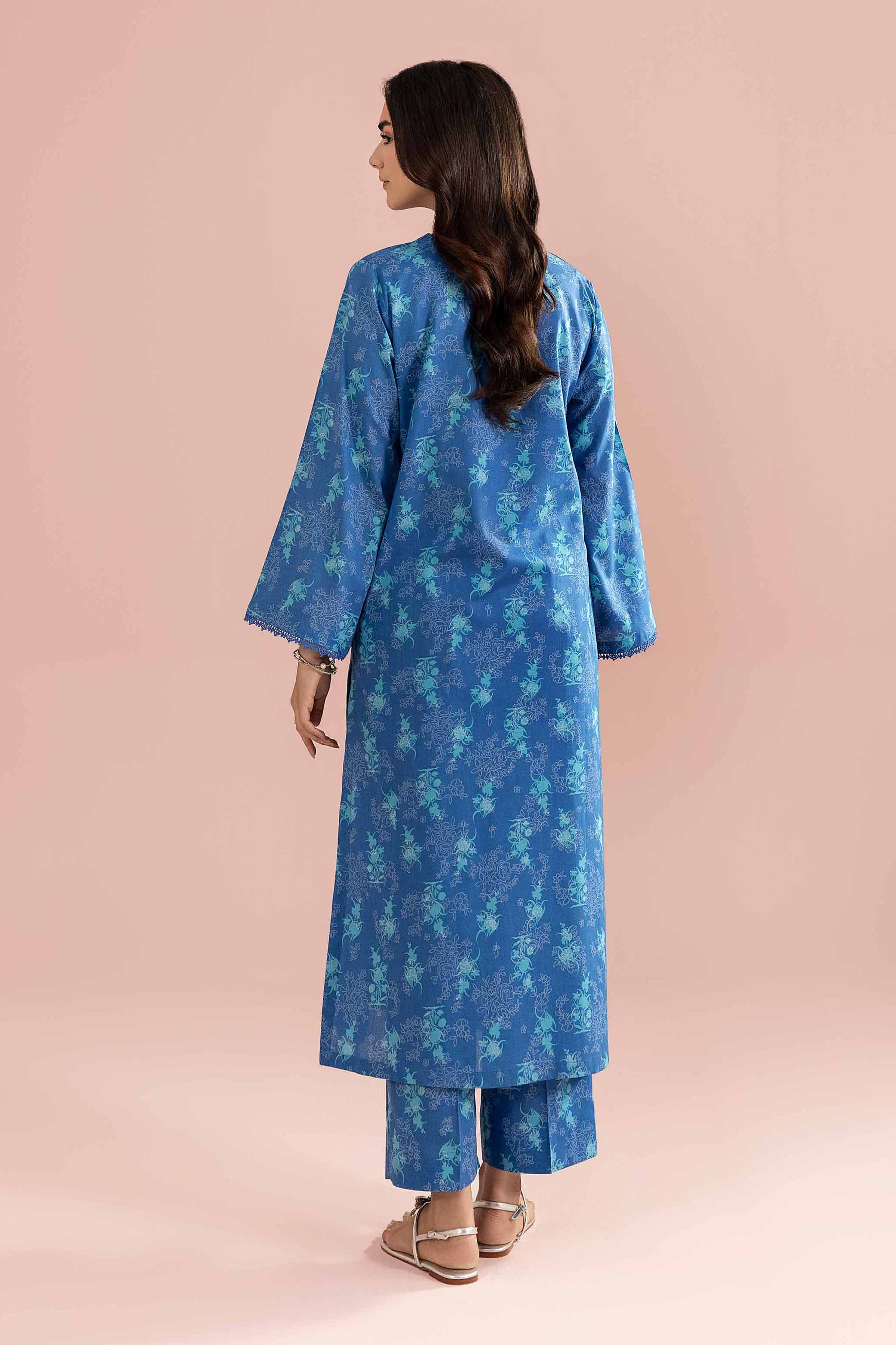 NishatUK - Blue Printed Cambric 2-piece ready to wear Dress