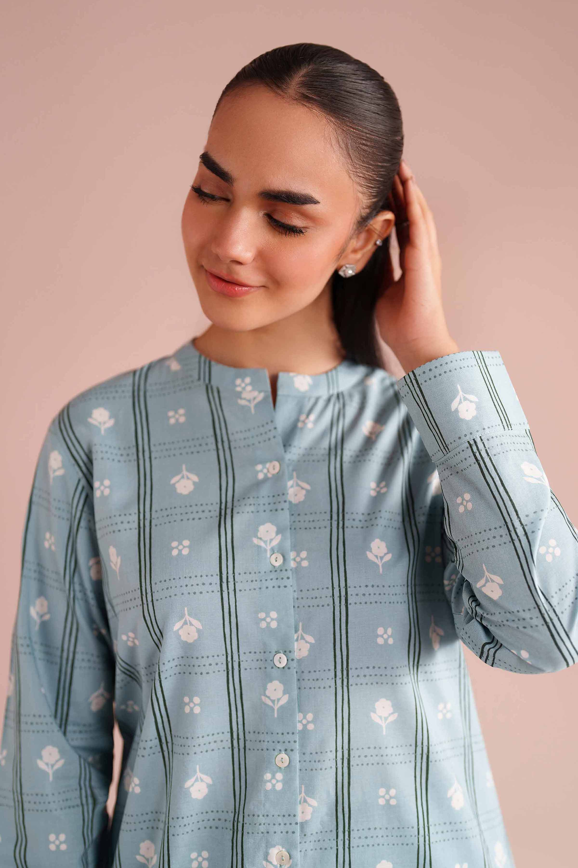 NishatUK - White Printed Cambric 2-piece ready to wear Dress