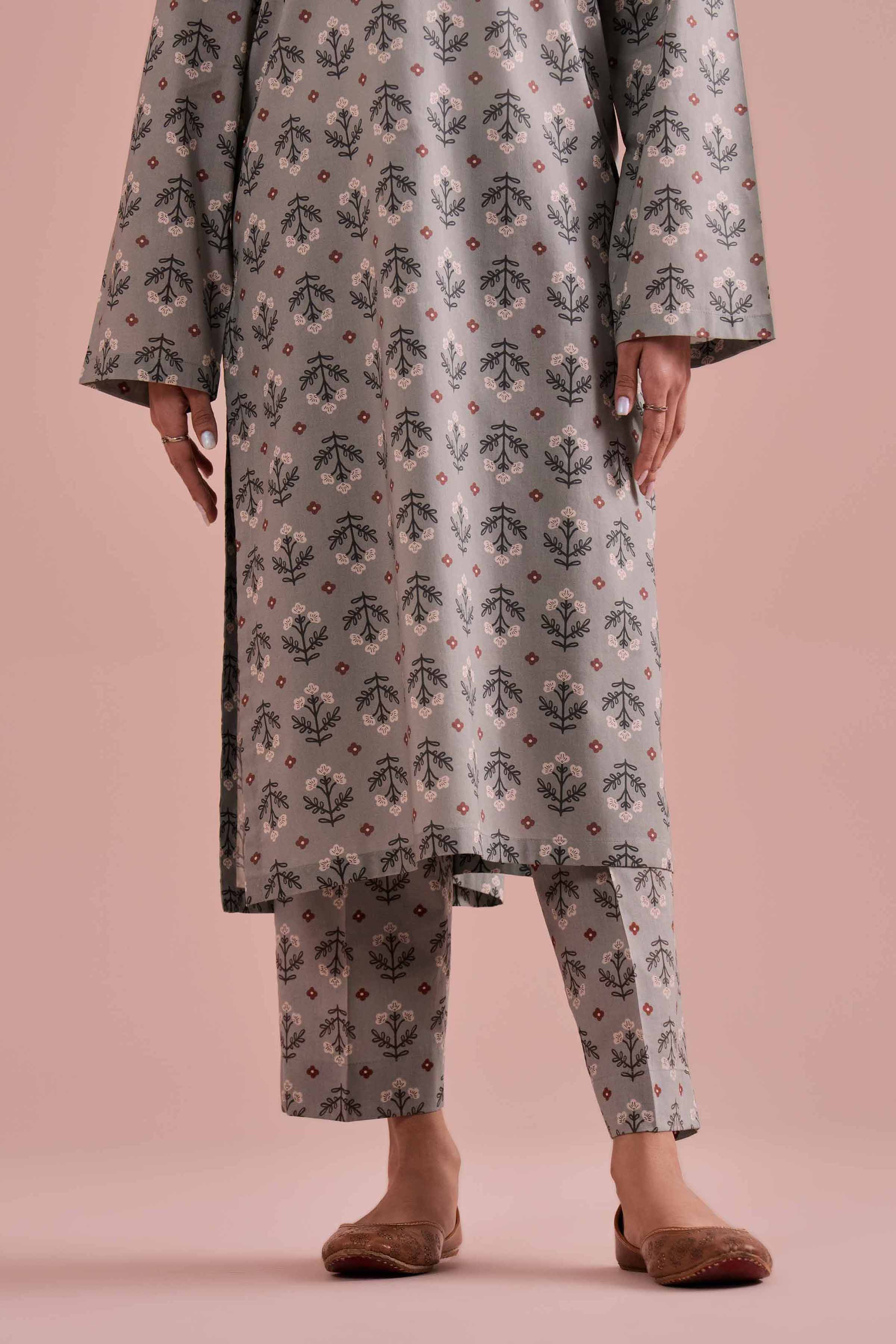 NishatUK - Green Printed Cambric 2-piece ready to wear Dress