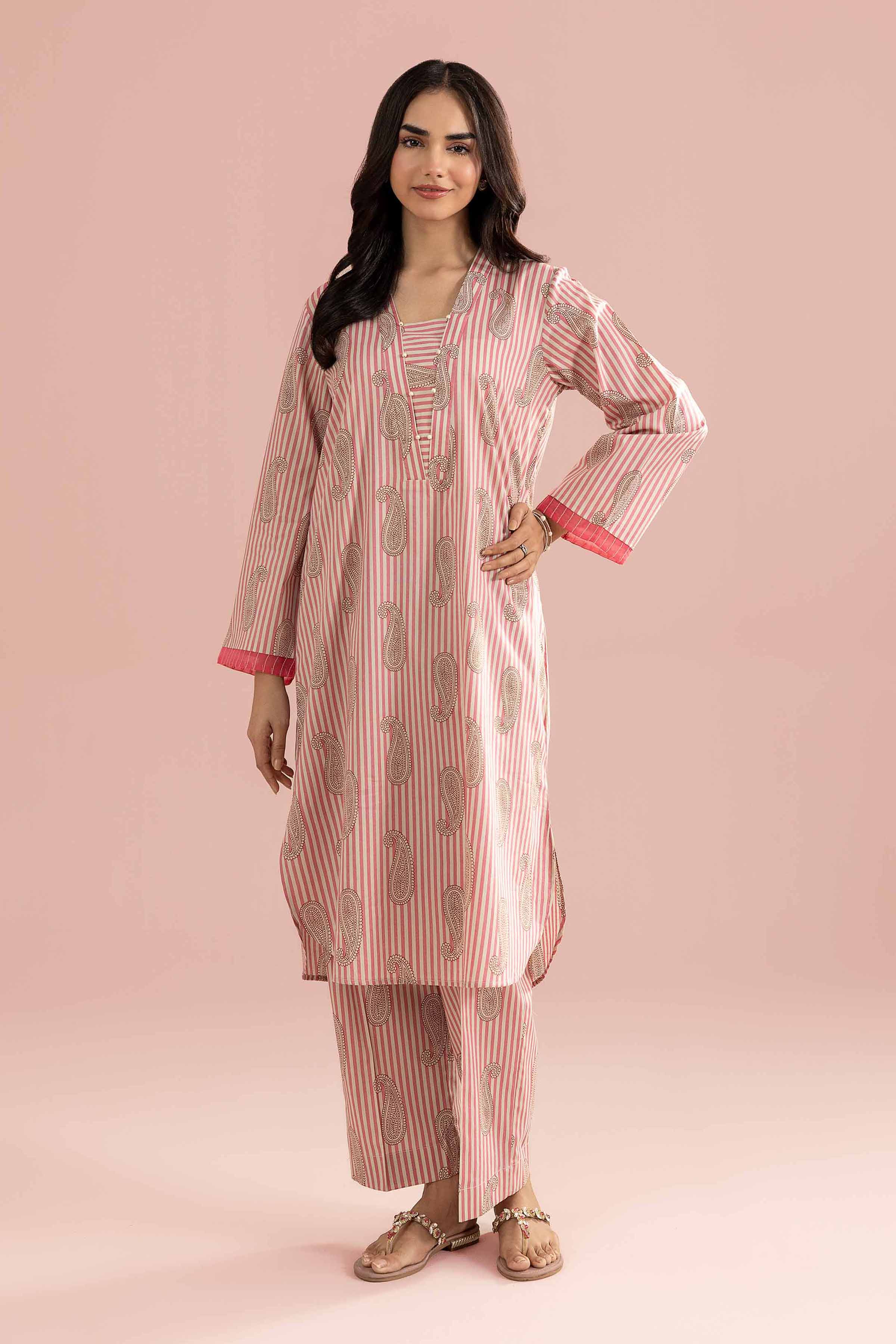 NishatUK - Pink Printed Cambric 2-piece ready to wear Dress