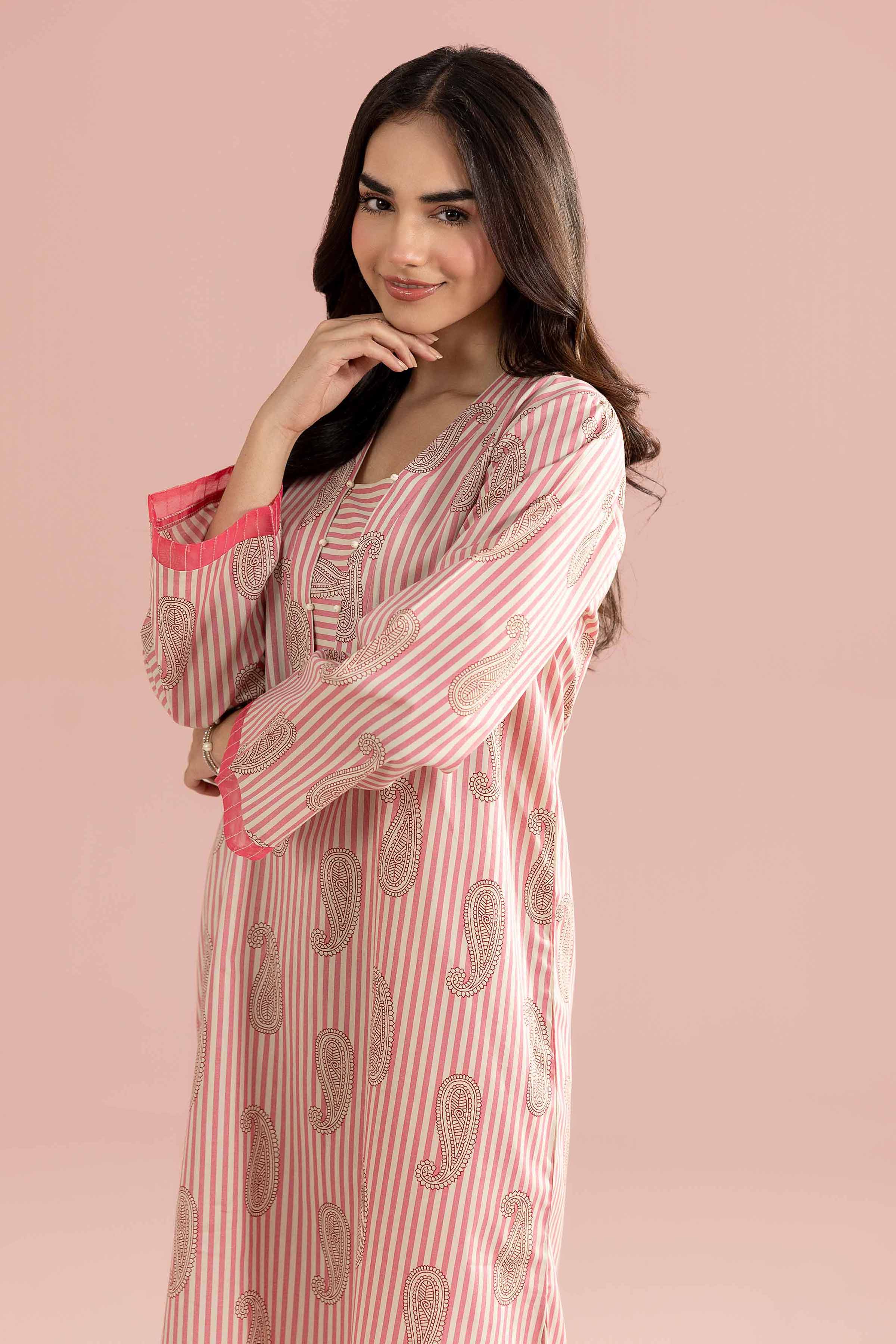 NishatUK - Pink Printed Cambric 2-piece ready to wear Dress