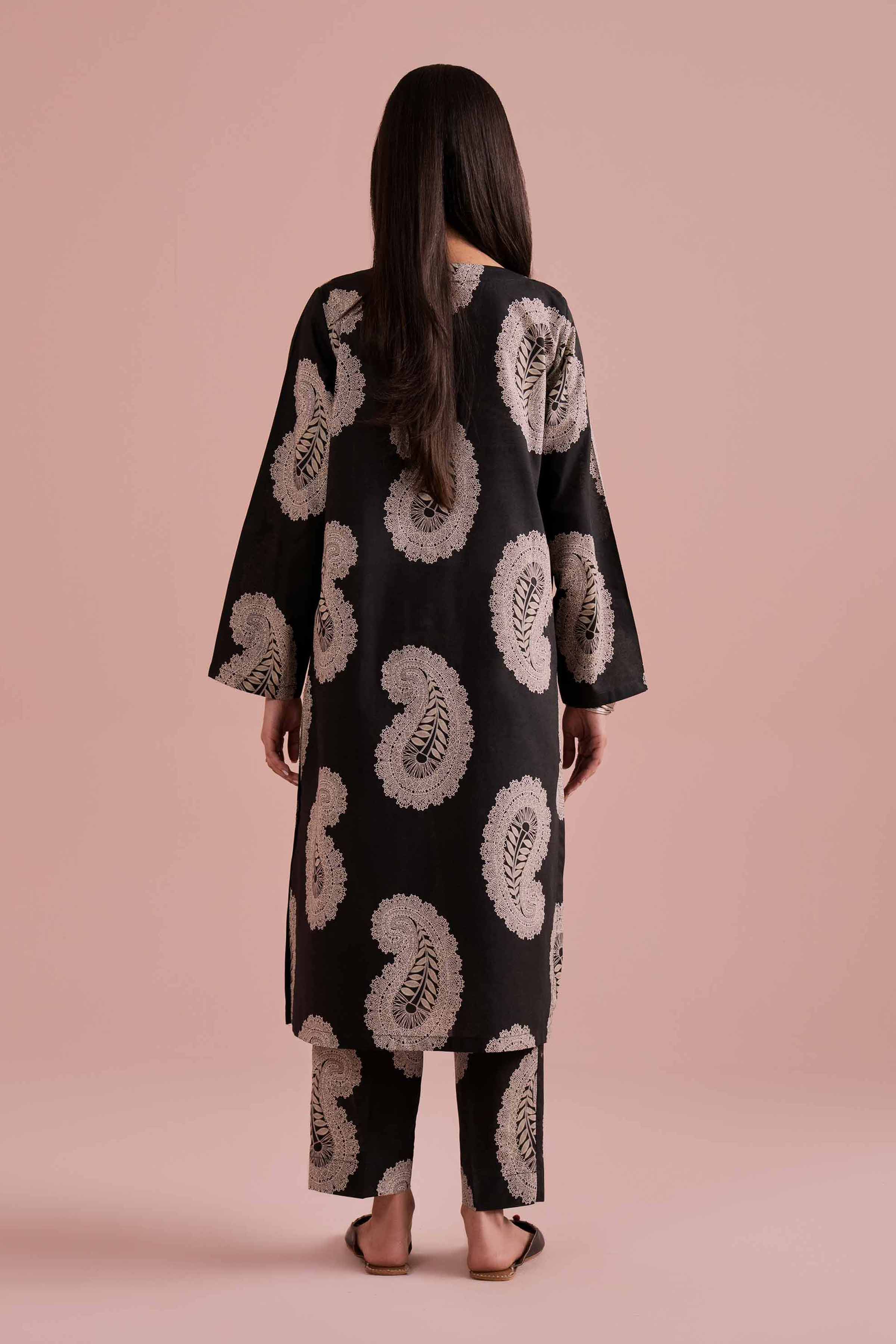 NishatUK - Black Printed Cambric 2-piece ready to wear Dress