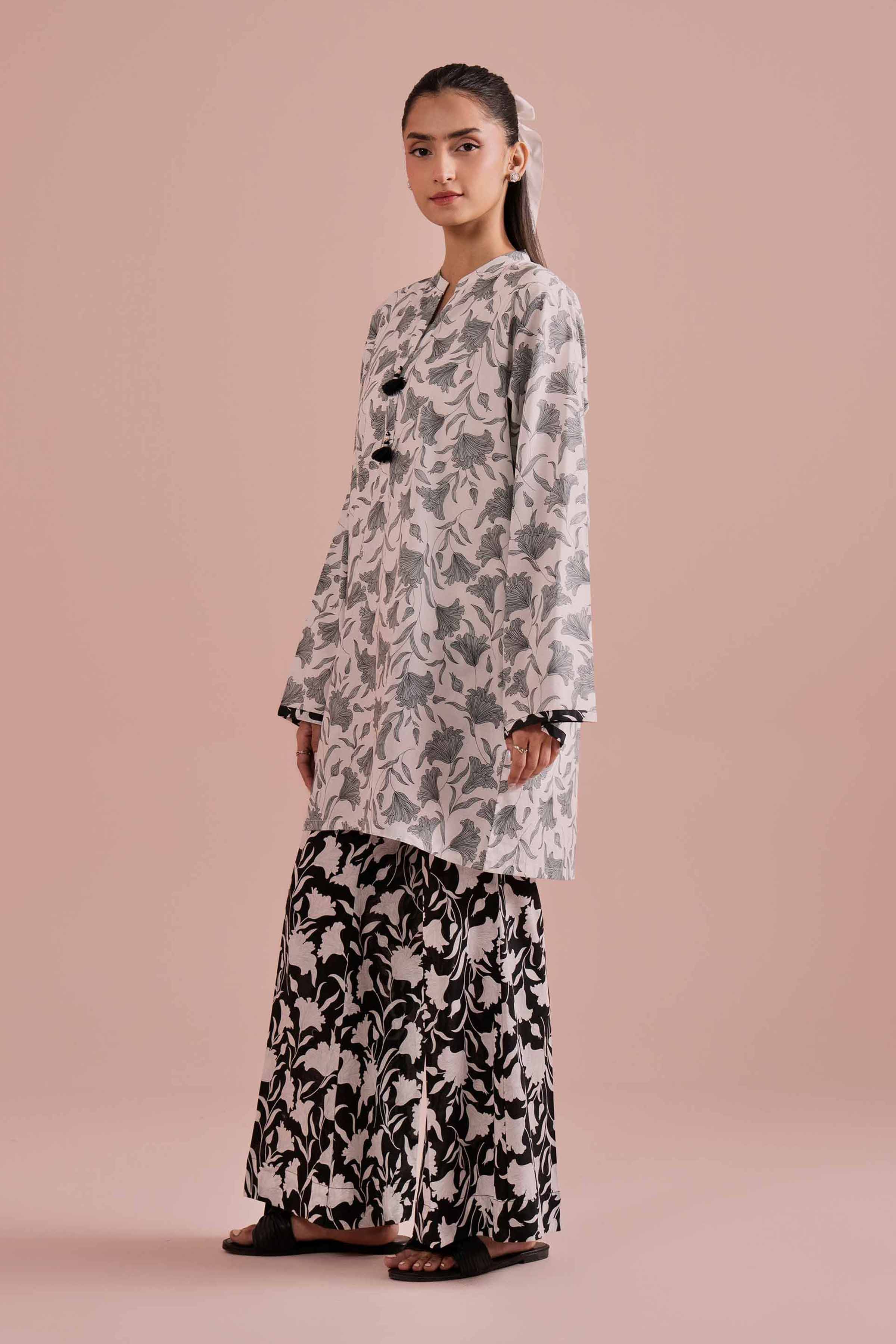 NishatUK - White Printed Cambric 2-piece ready to wear Dress