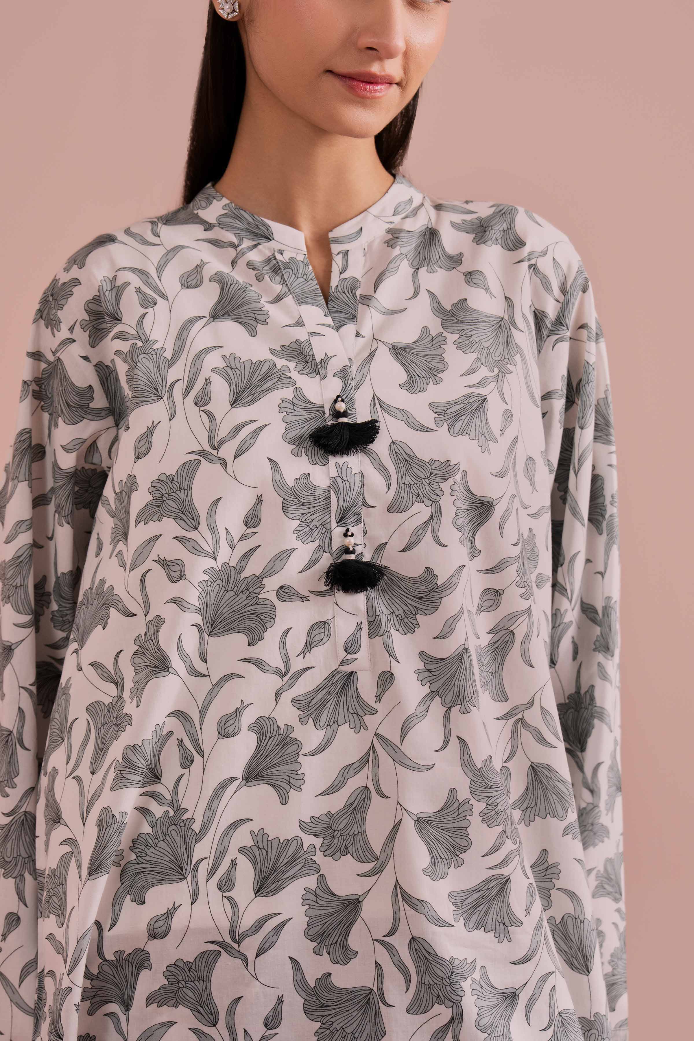 NishatUK - White Printed Cambric 2-piece ready to wear Dress