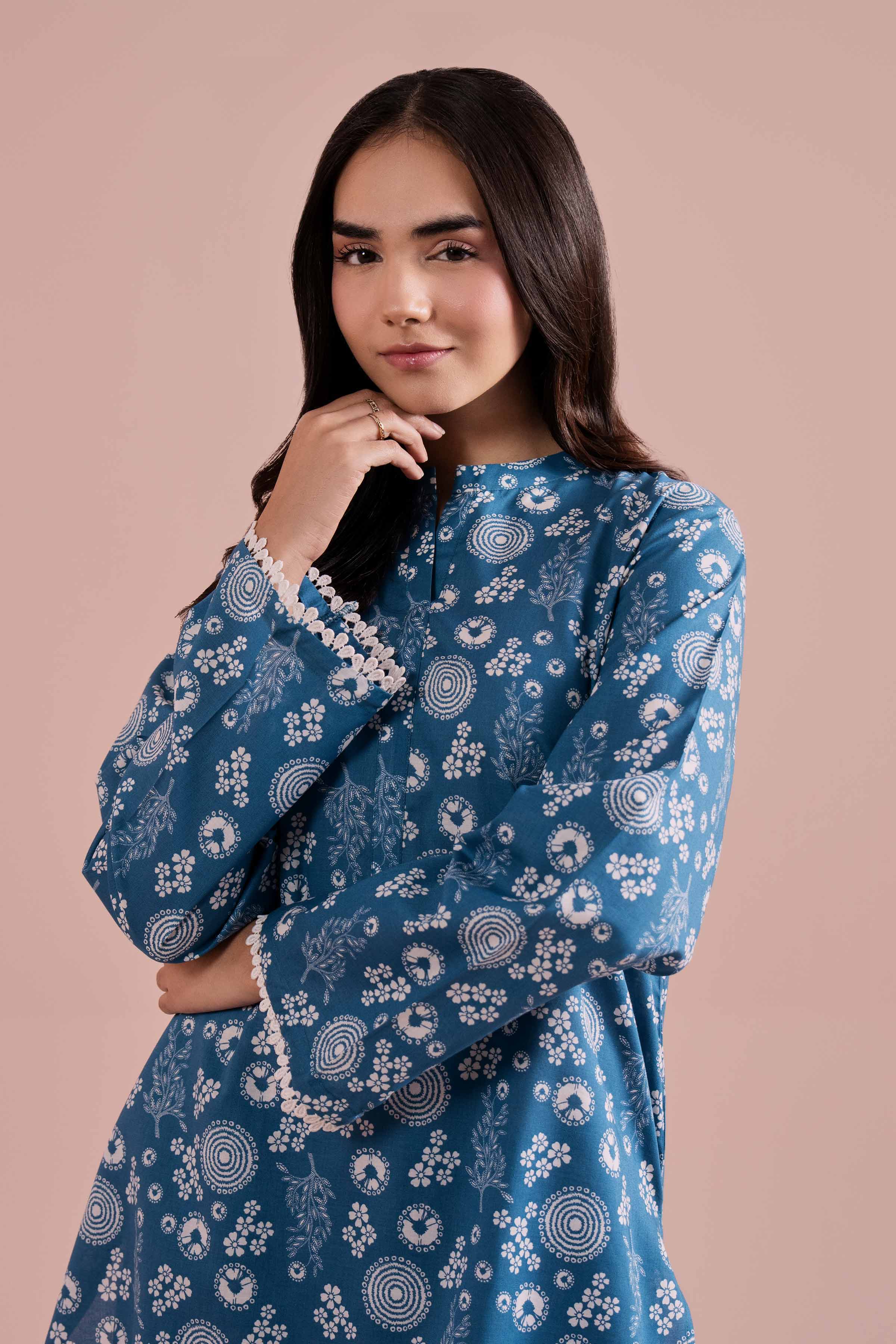NishatUK - Blue Printed Cambric 2-piece ready to wear Dress