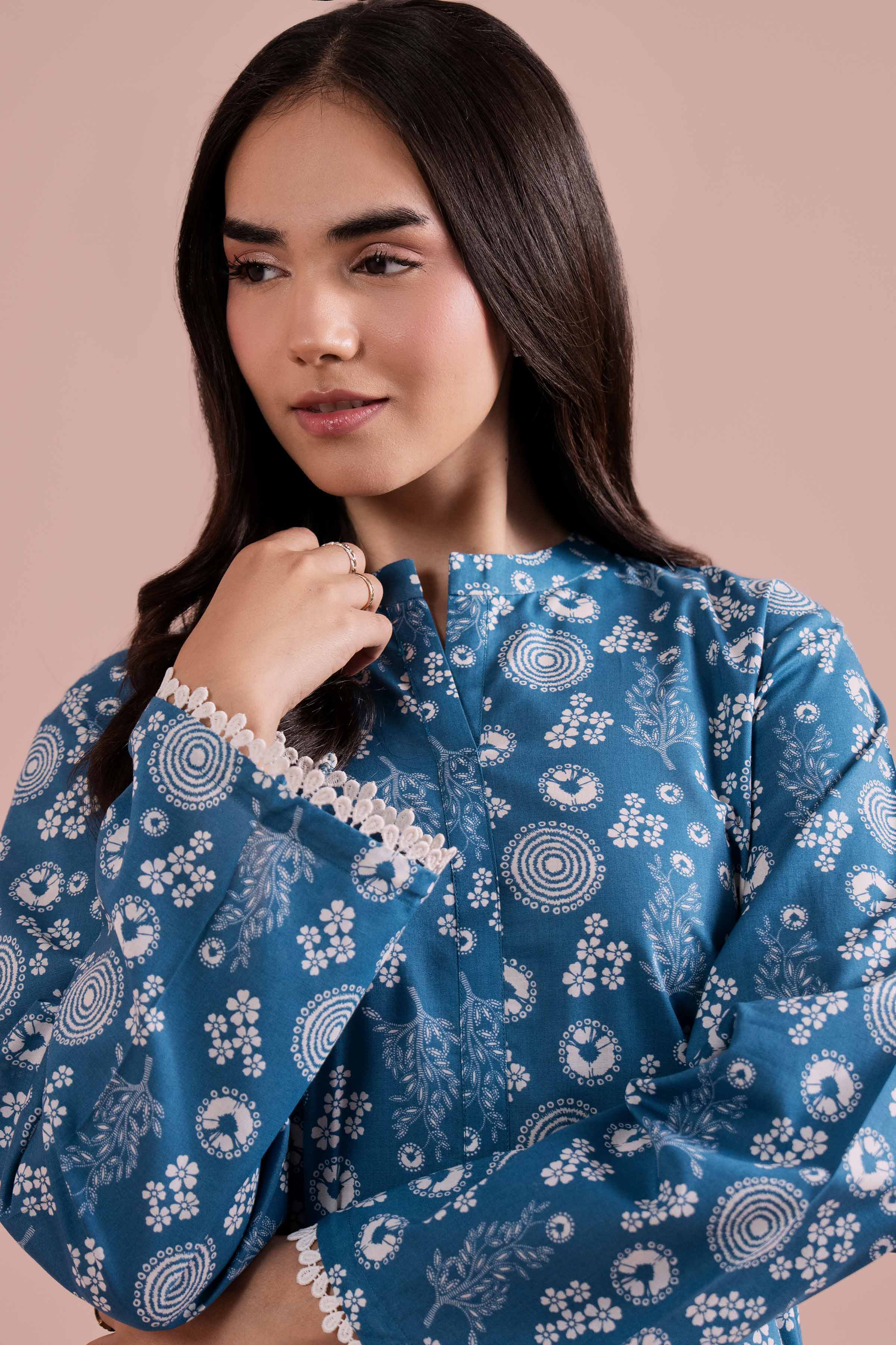 NishatUK - Blue Printed Cambric 2-piece ready to wear Dress