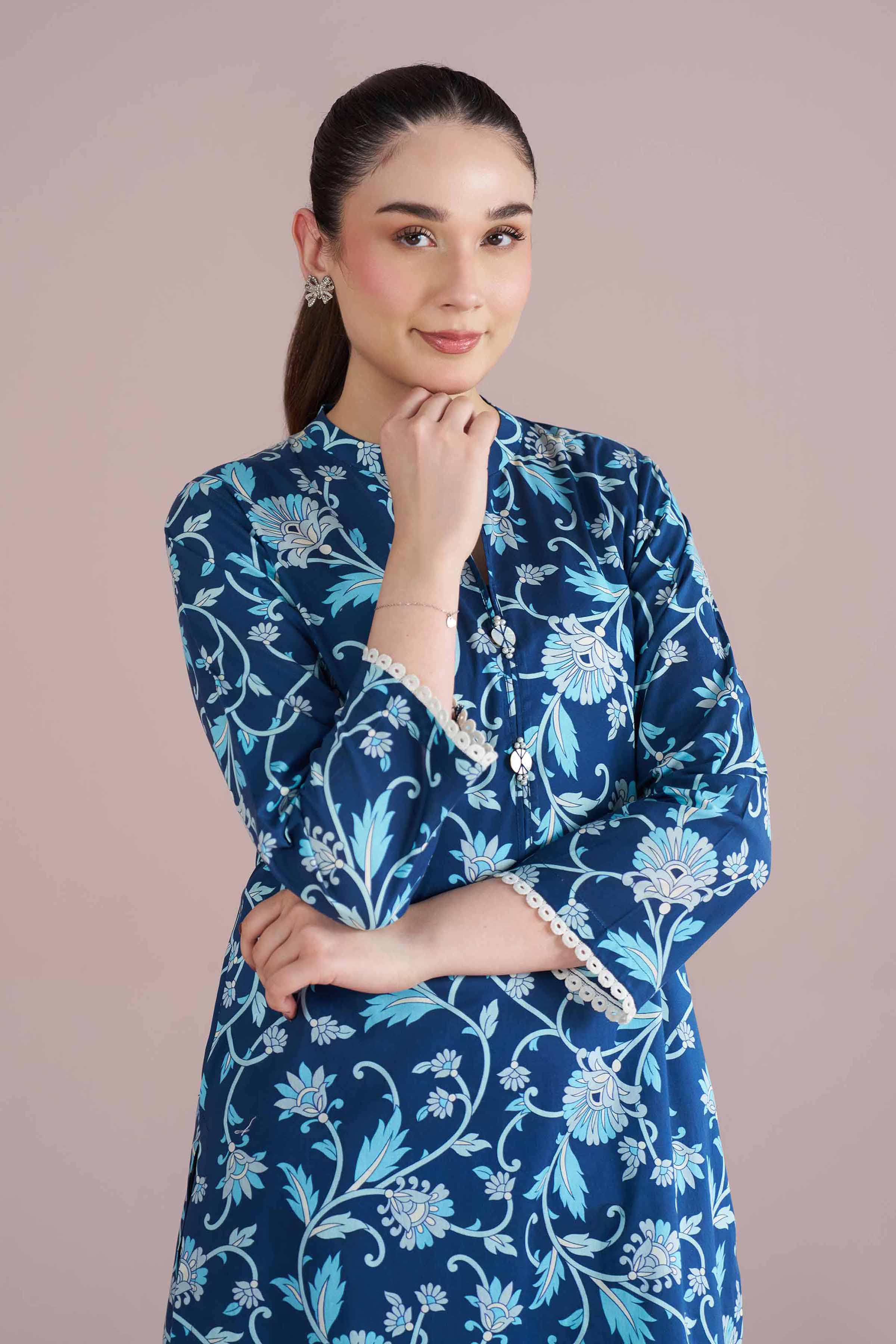 NishatUK - Blue Printed Cambric 2-piece ready to wear Dress