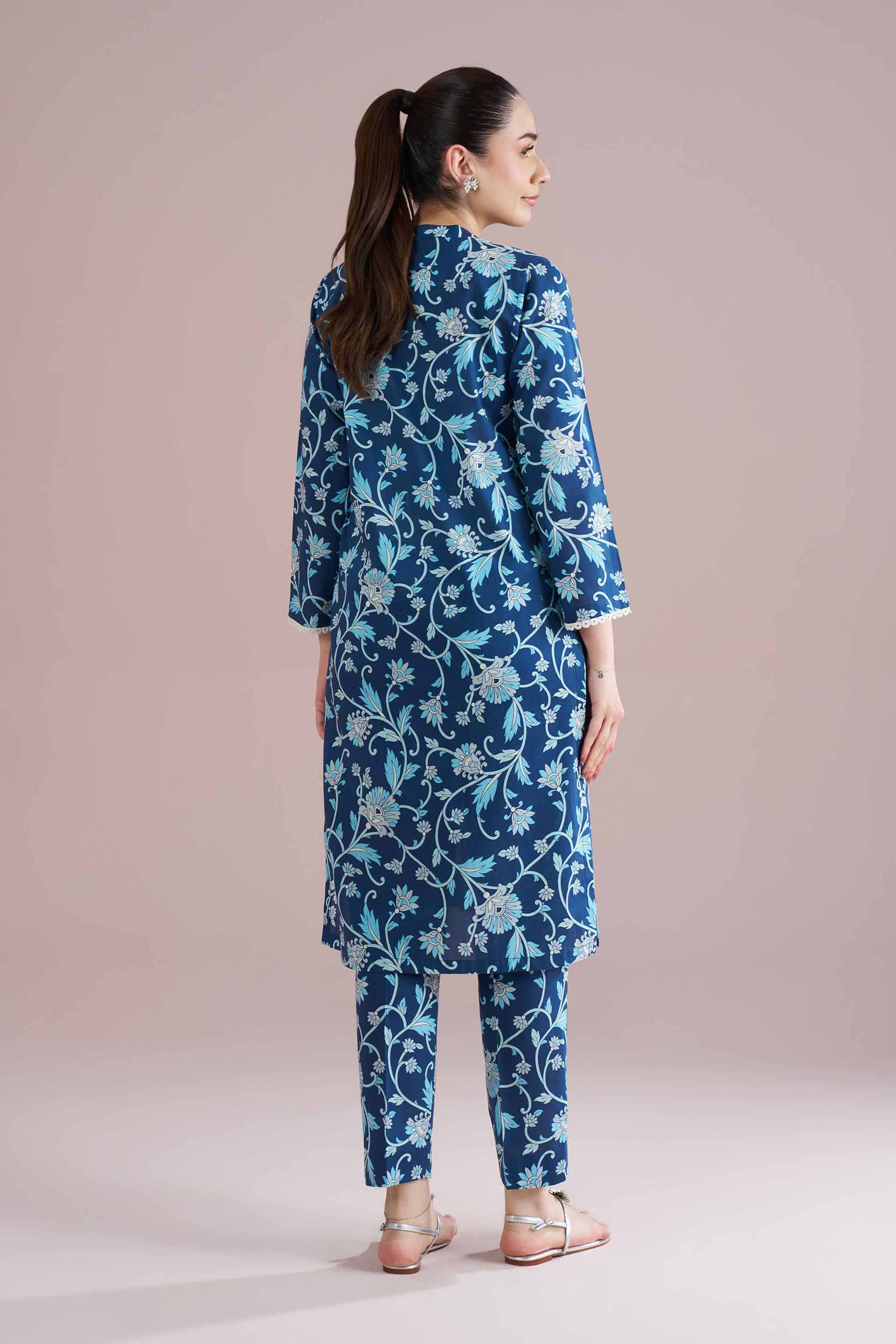 NishatUK - Blue Printed Cambric 2-piece ready to wear Dress