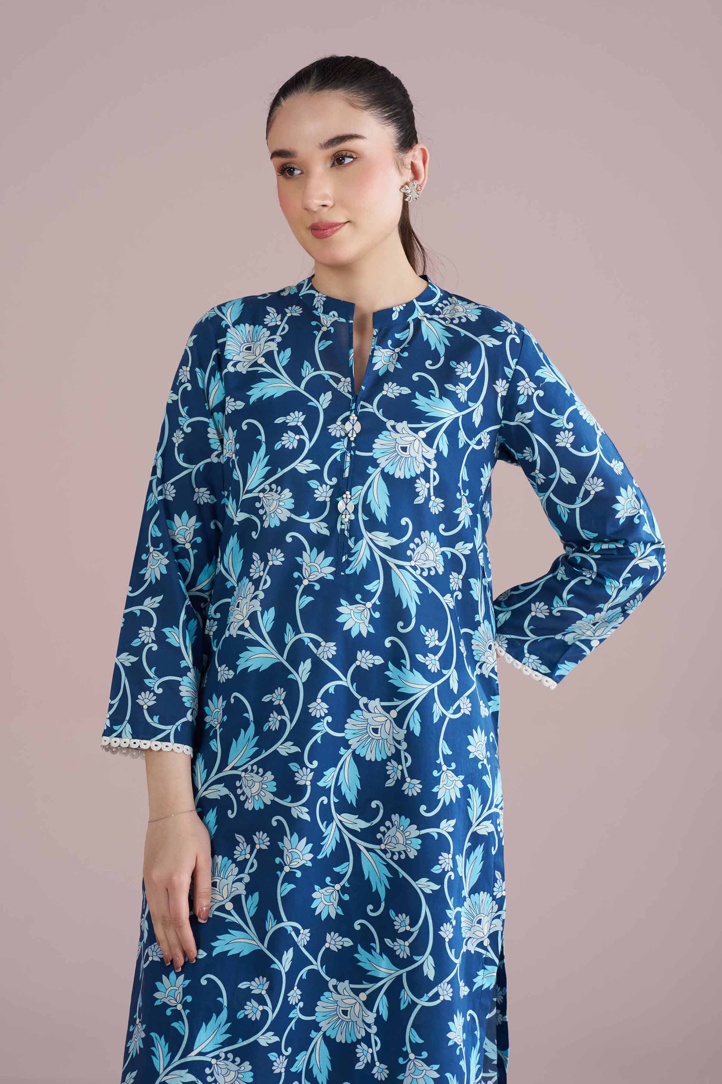 NishatUK - Blue Printed Cambric 2-piece ready to wear Dress