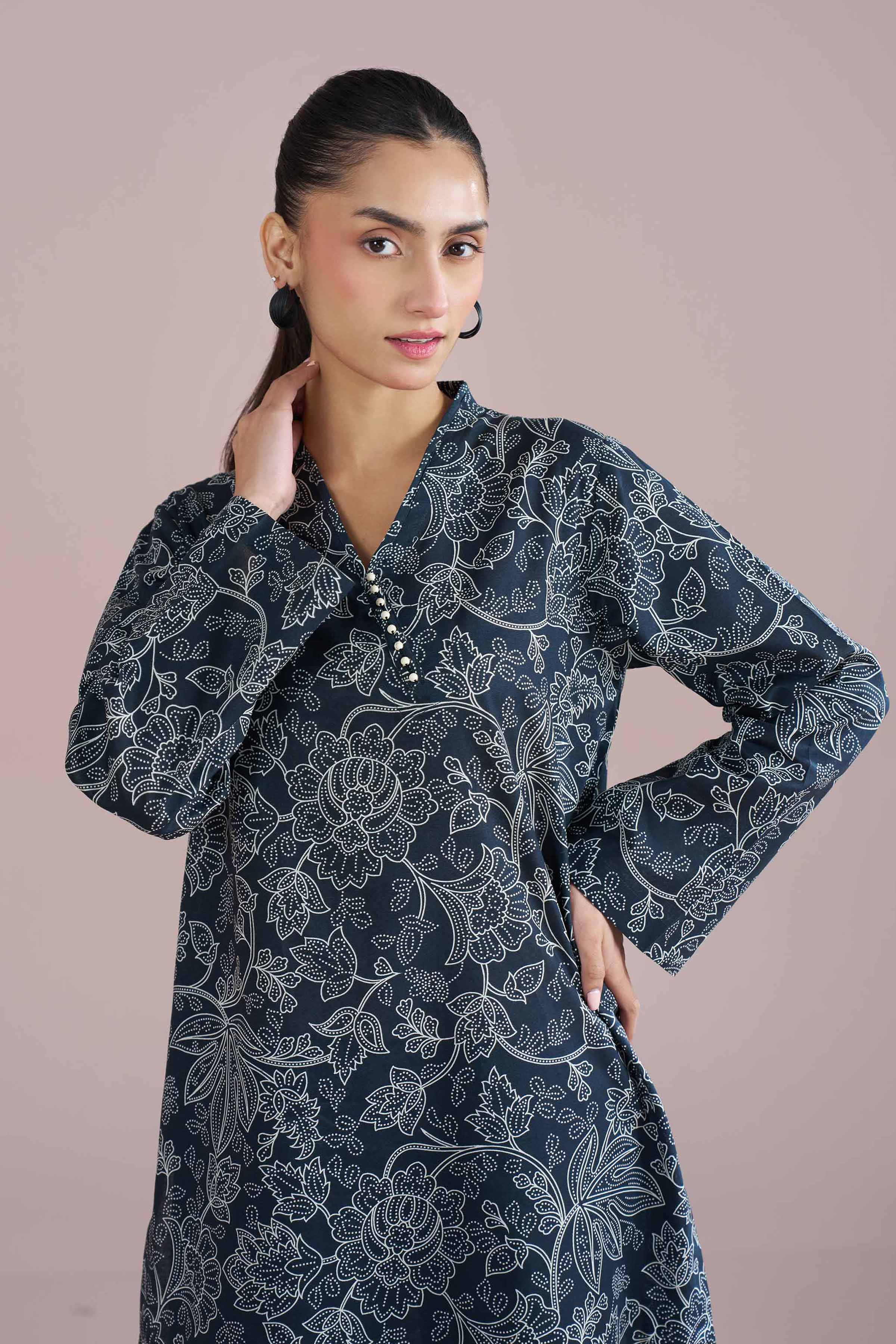 NishatUK - Black Printed Cambric 2-piece ready to wear Dress