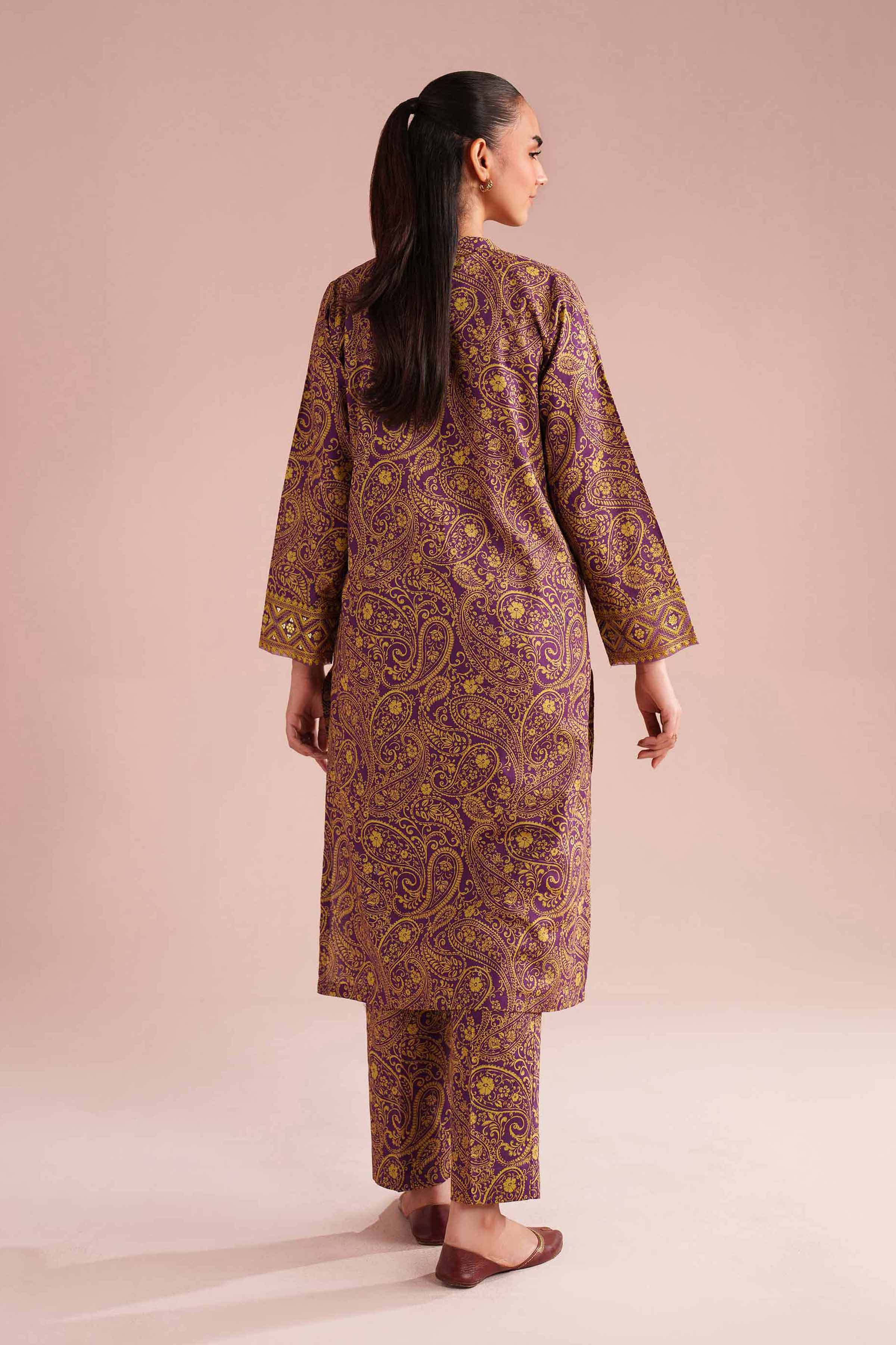 NishatUK - Purple Embroidered Cambric 2-piece ready to wear Dress