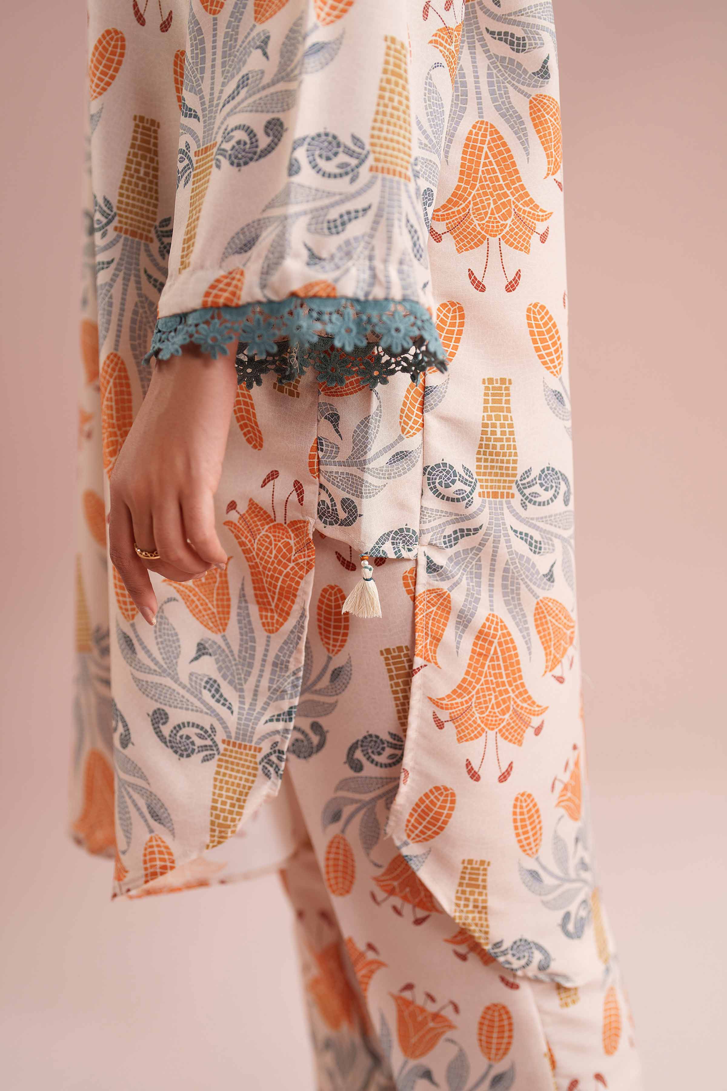 NishatUK - Beige Printed Lawn 2-piece ready to wear Dress