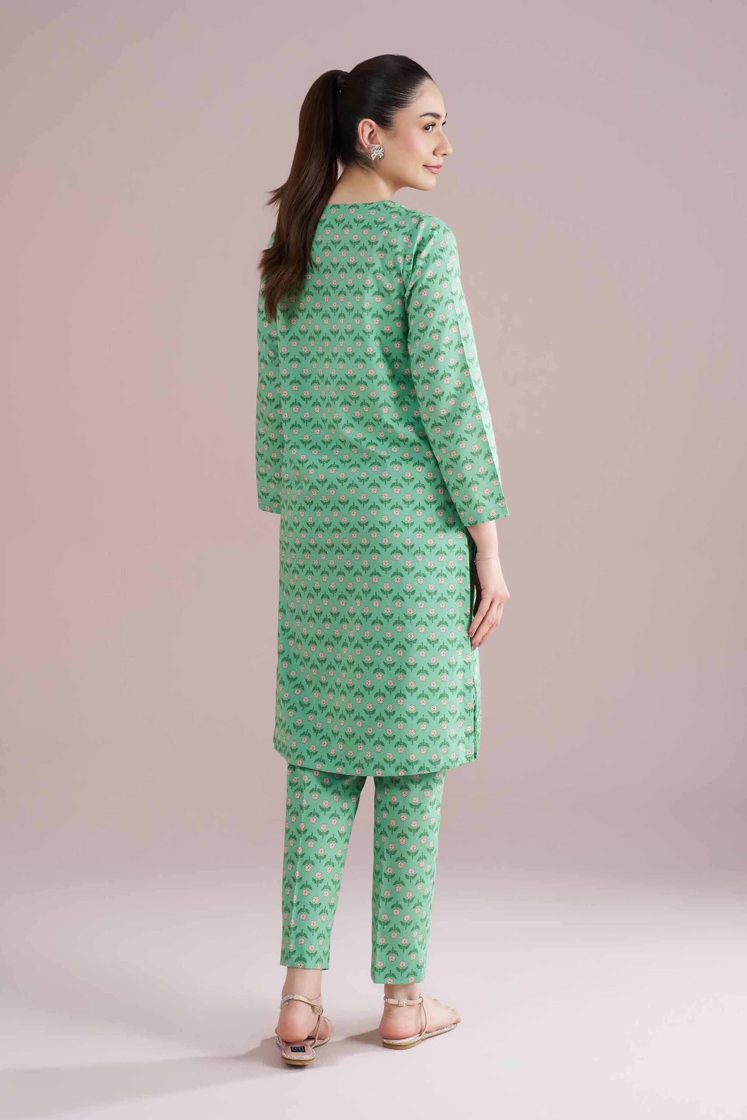 NishatUK - Green Embroidered Cambric 2-piece ready to wear Dress