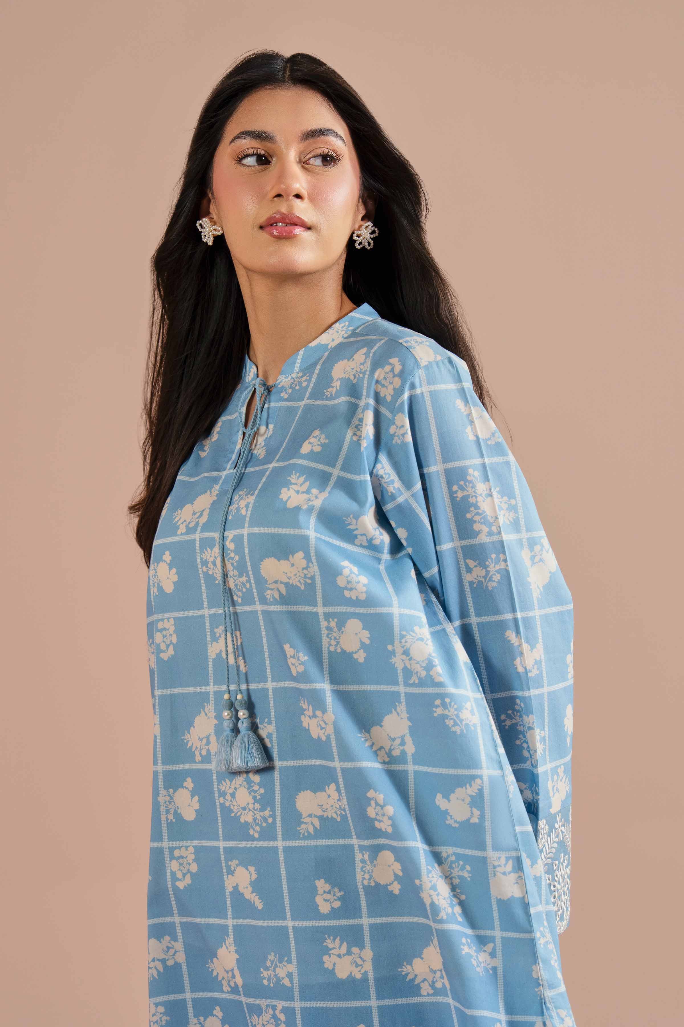 NishatUK - Blue Embroidered Cambric 2-piece ready to wear Dress