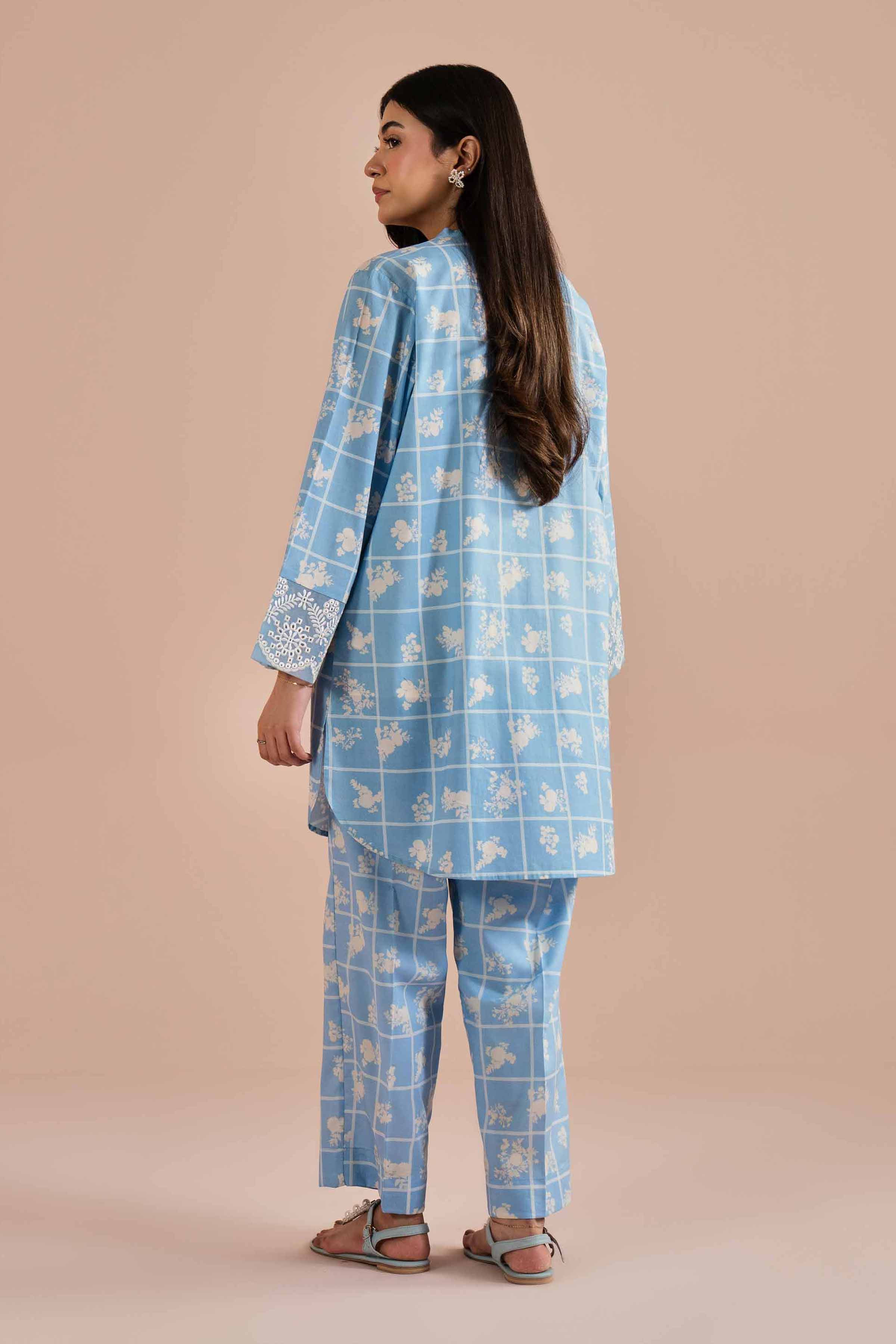 NishatUK - Blue Embroidered Cambric 2-piece ready to wear Dress