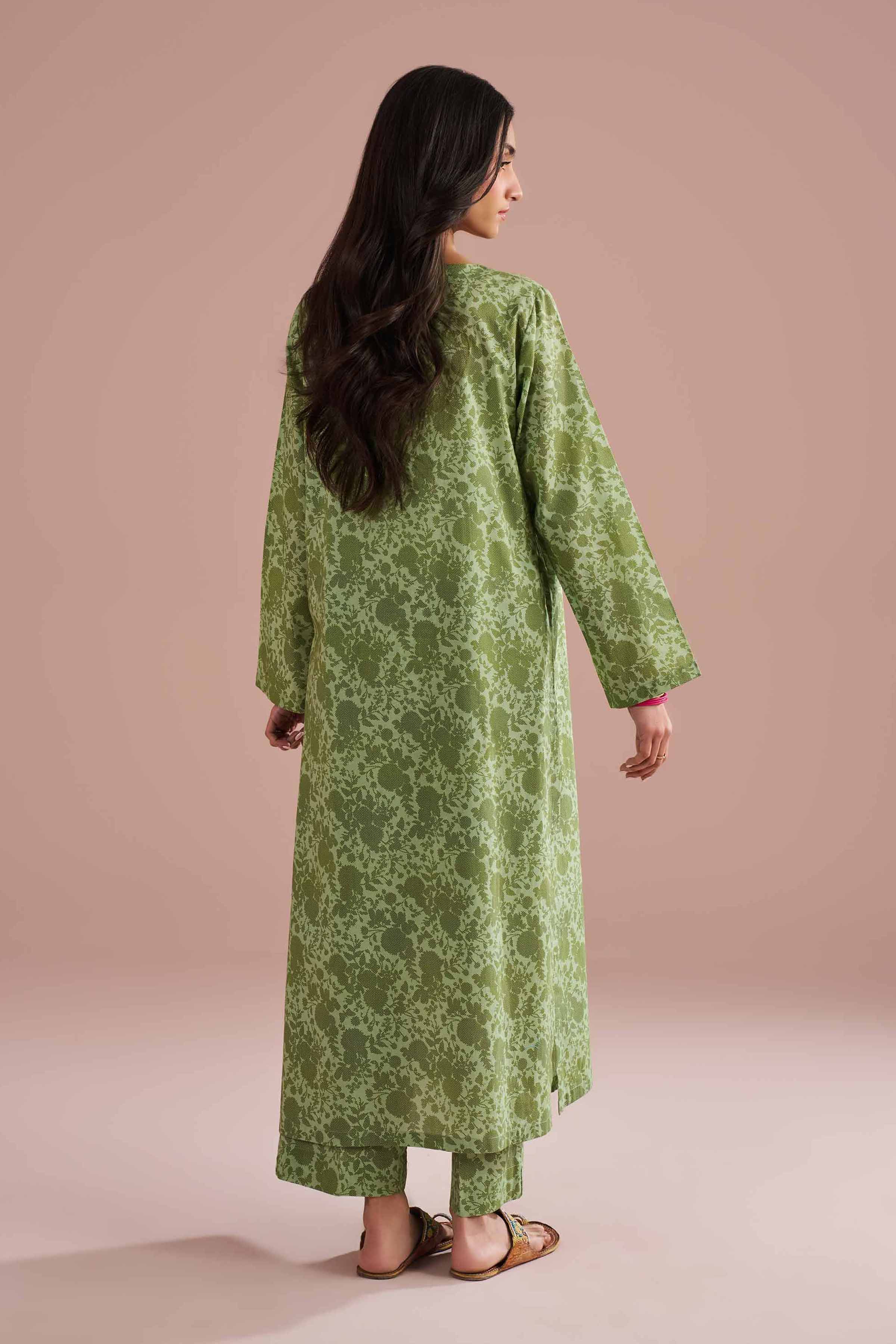 NishatUK - Green Embroidered Cambric 2-piece ready to wear Dress