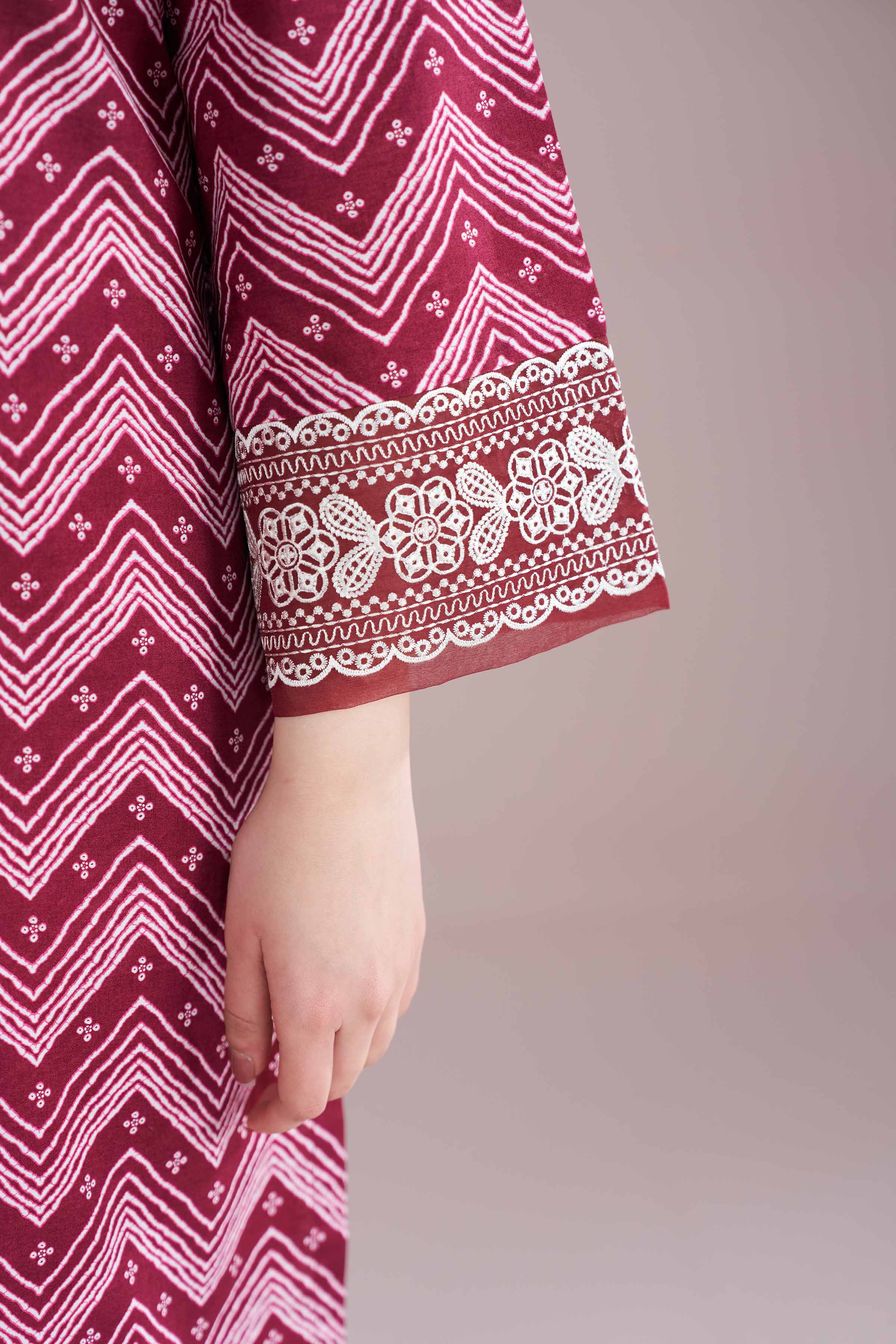 NishatUK - Red Embroidered Cambric 2-piece ready to wear Dress