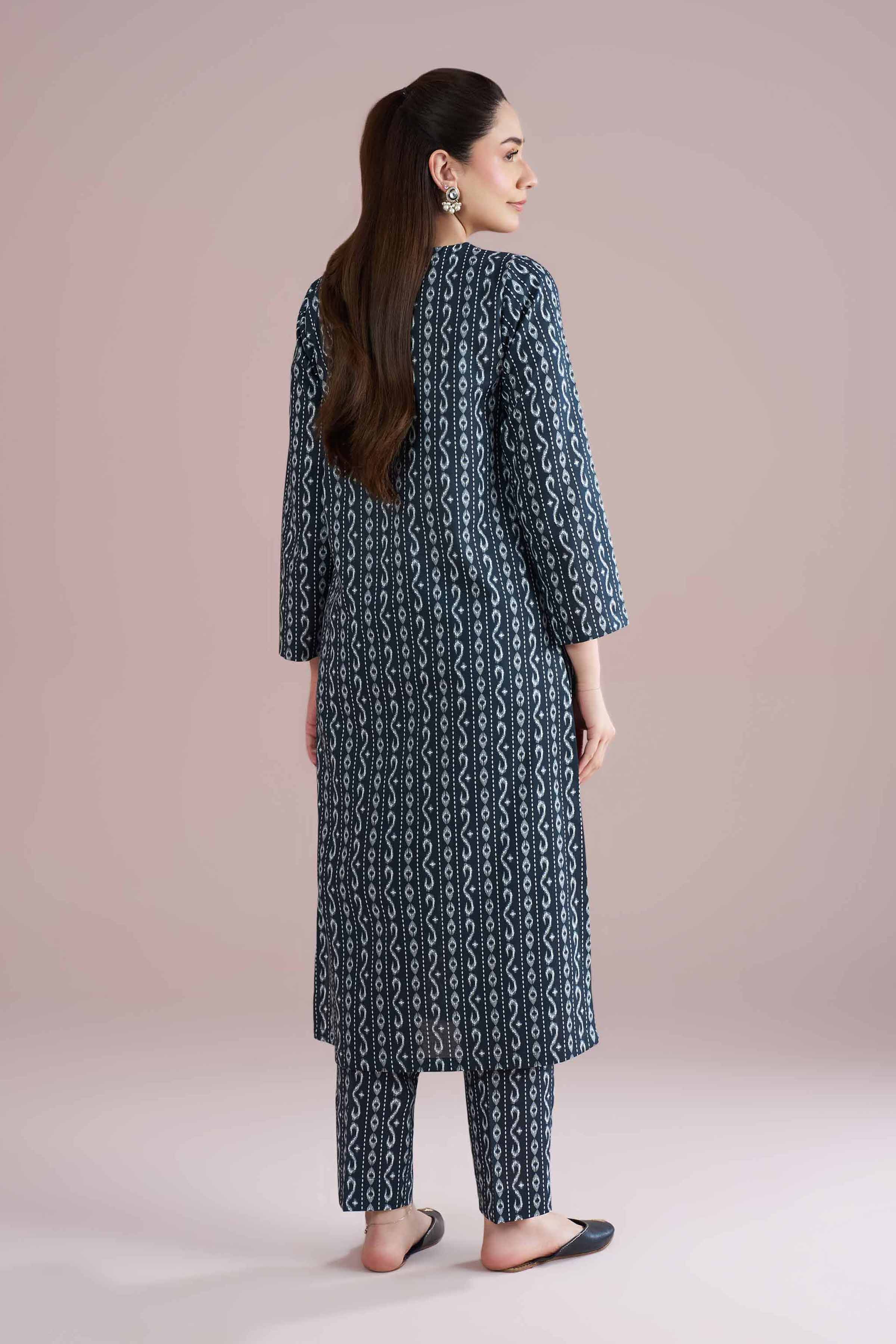 NishatUK - Black Embroidered Cambric 2-piece ready to wear Dress