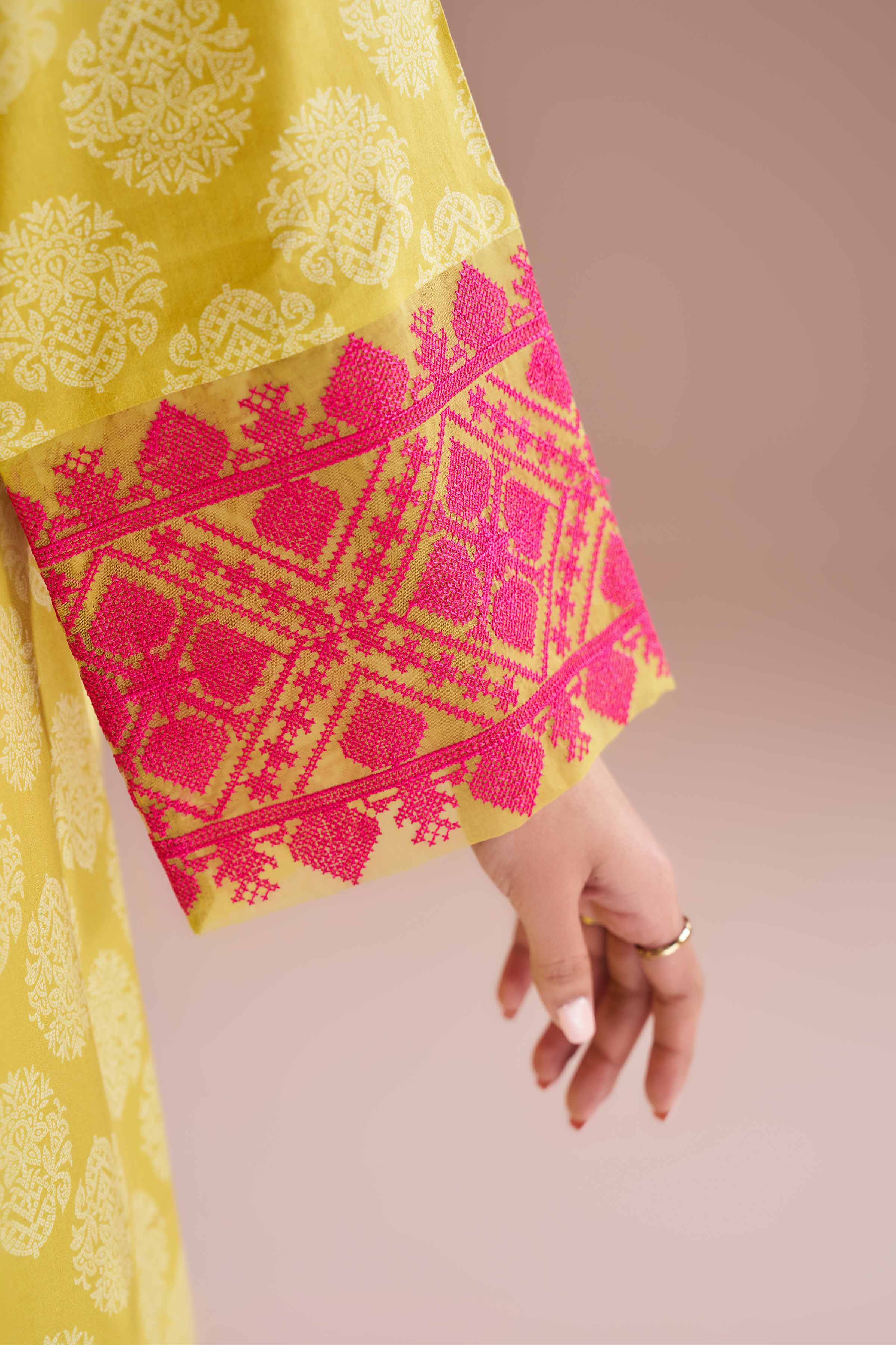 NishatUK - Yellow Embroidered Cambric 2-piece ready to wear Dress