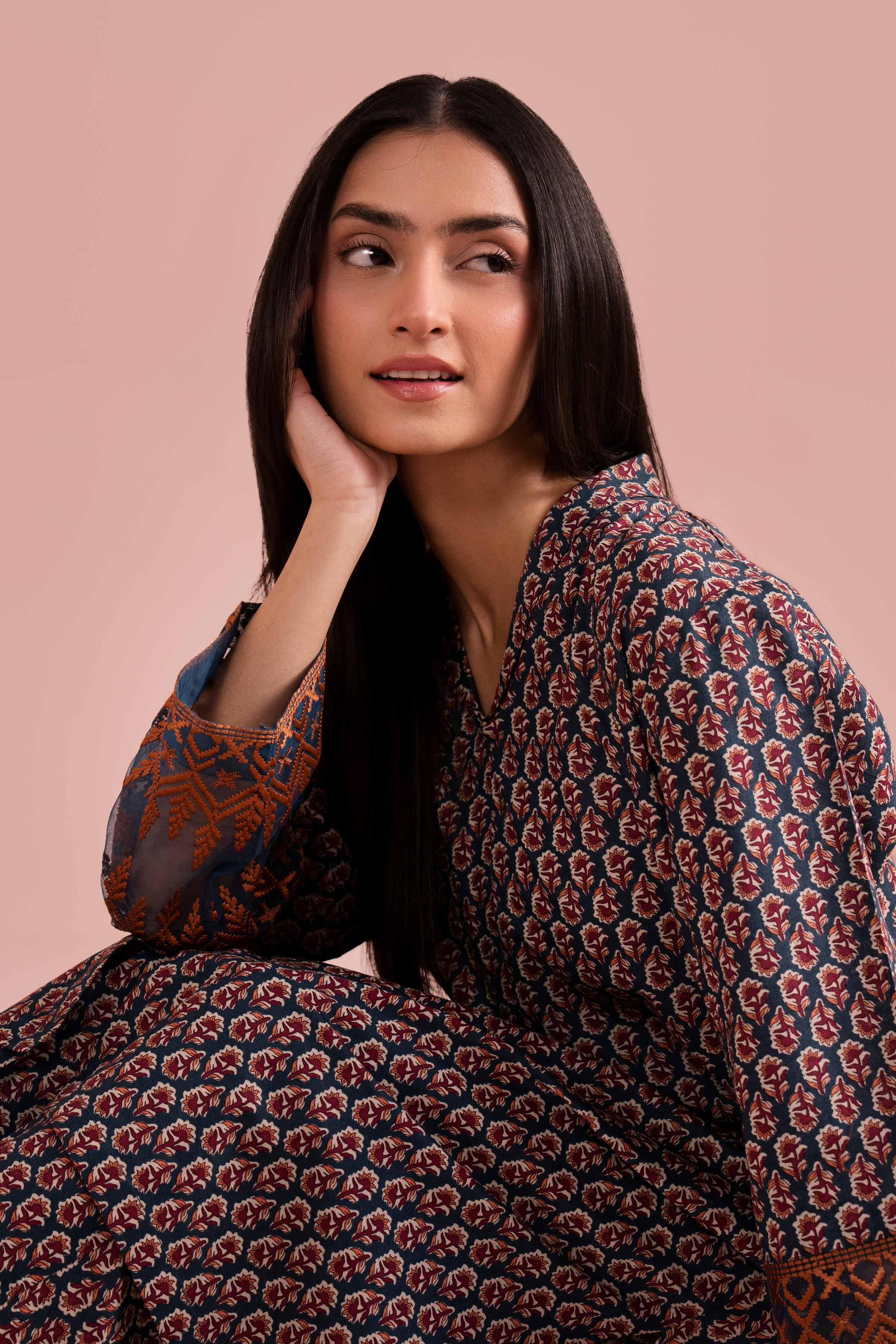 NishatUK - Green Embroidered Cambric 2-piece ready to wear Dress