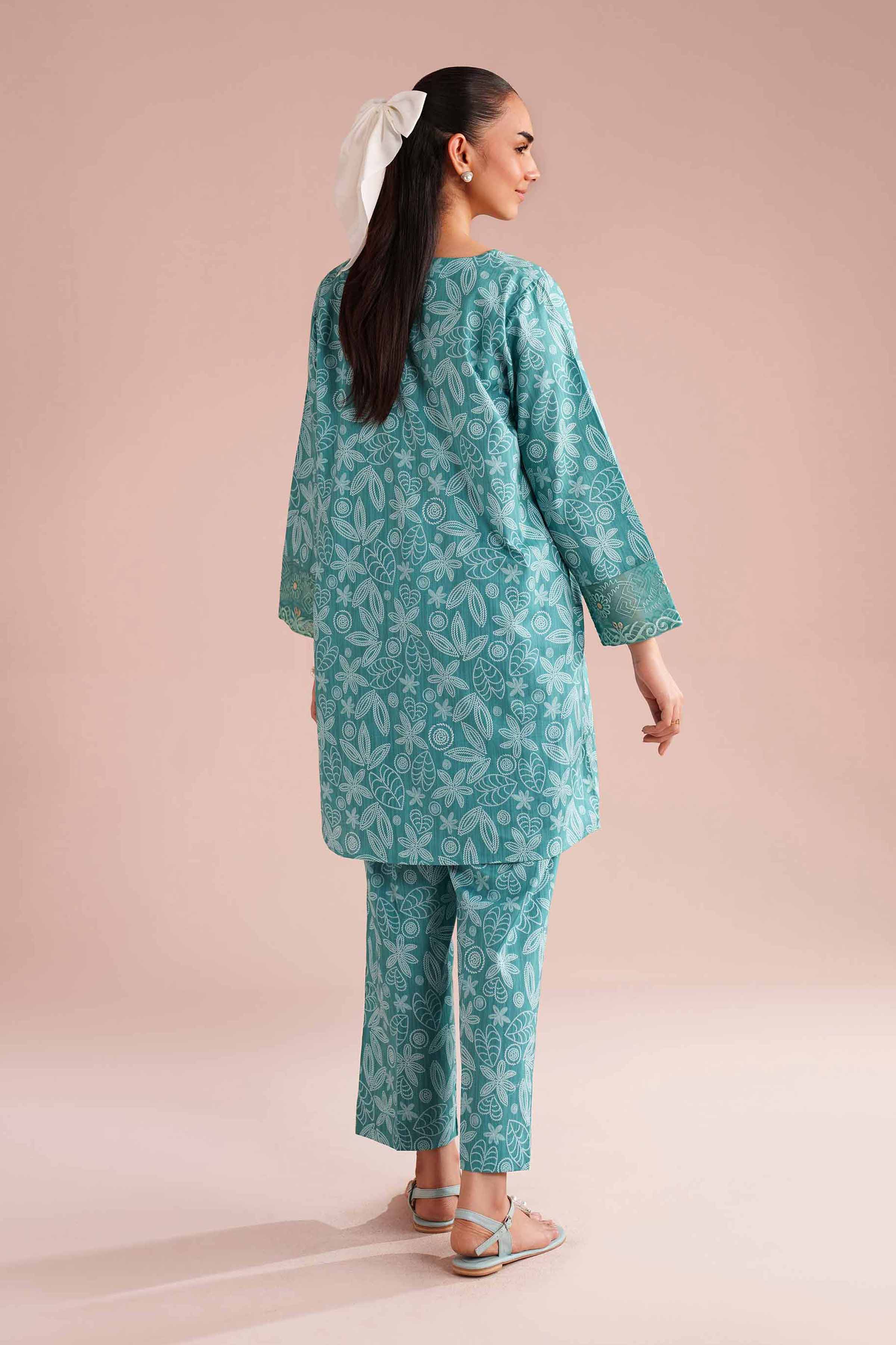 NishatUK - Green Embroidered Cambric 2-piece ready to wear Dress