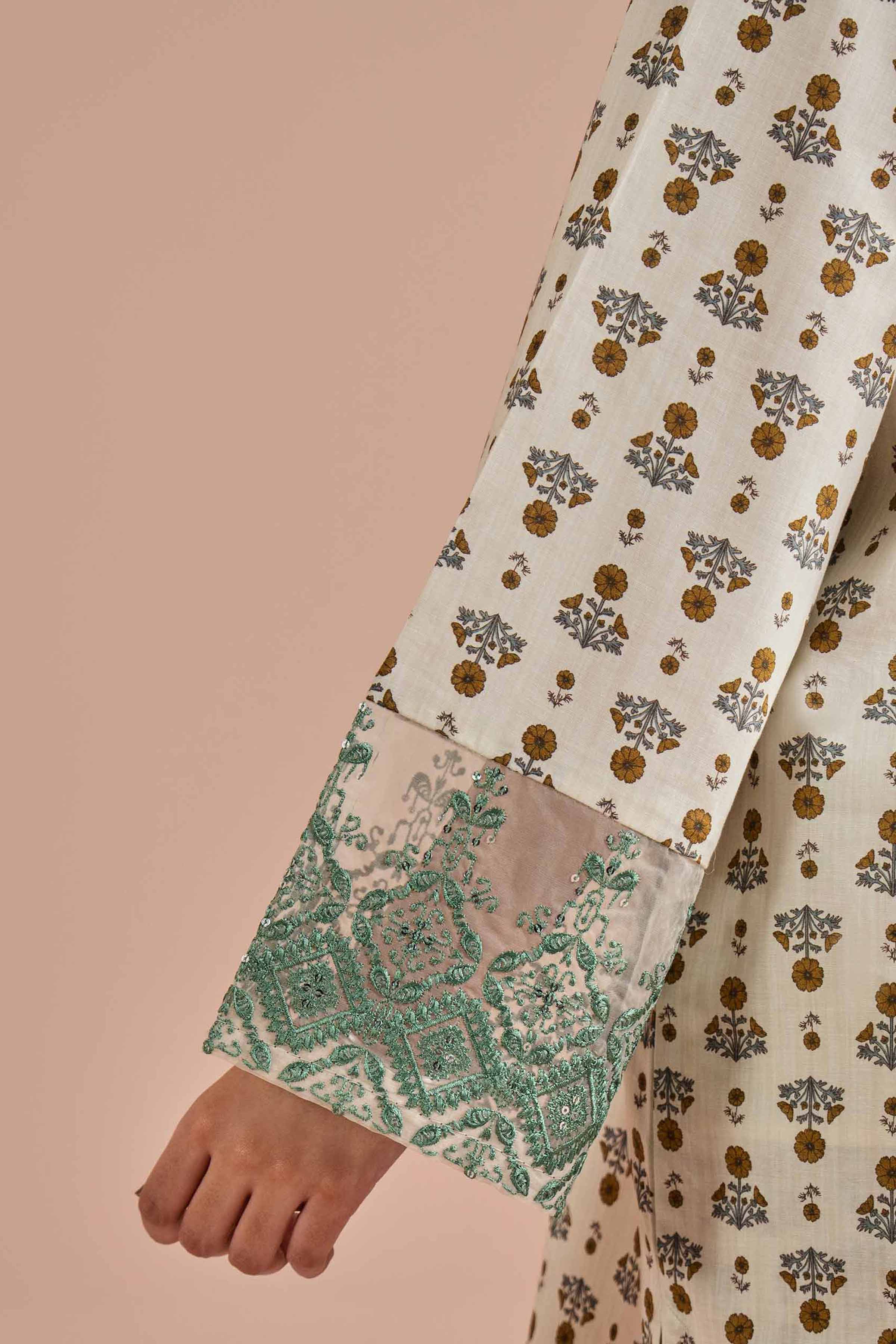 NishatUK - Grey Embroidered Cambric 2-piece ready to wear Dress