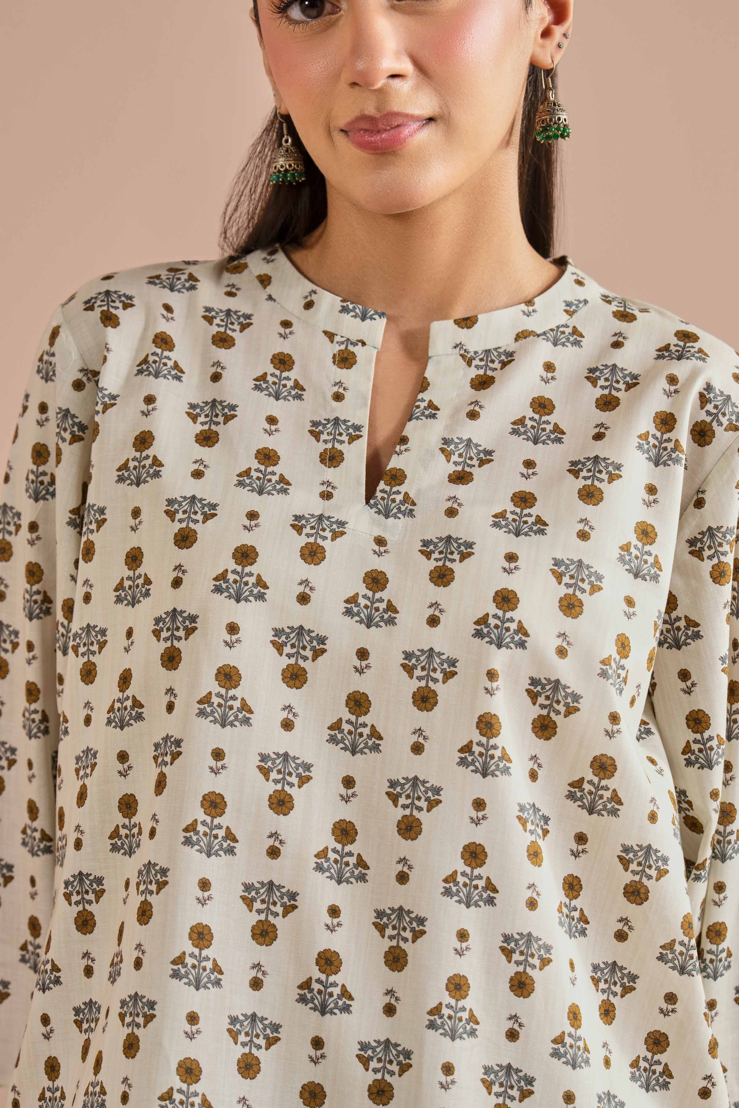 NishatUK - Grey Embroidered Cambric 2-piece ready to wear Dress