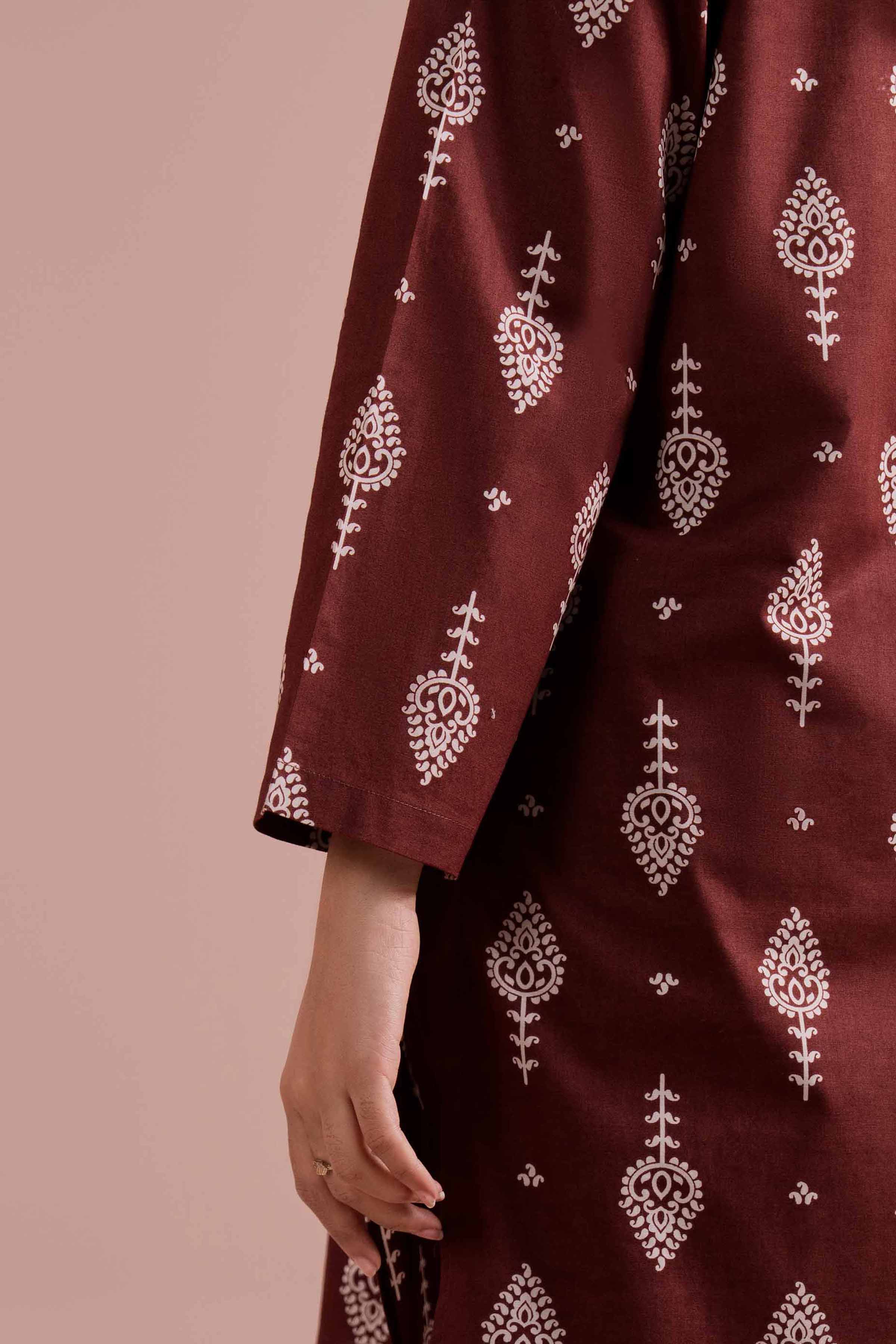 NishatUK - Brown Embroidered Cambric 2-piece ready to wear Dress