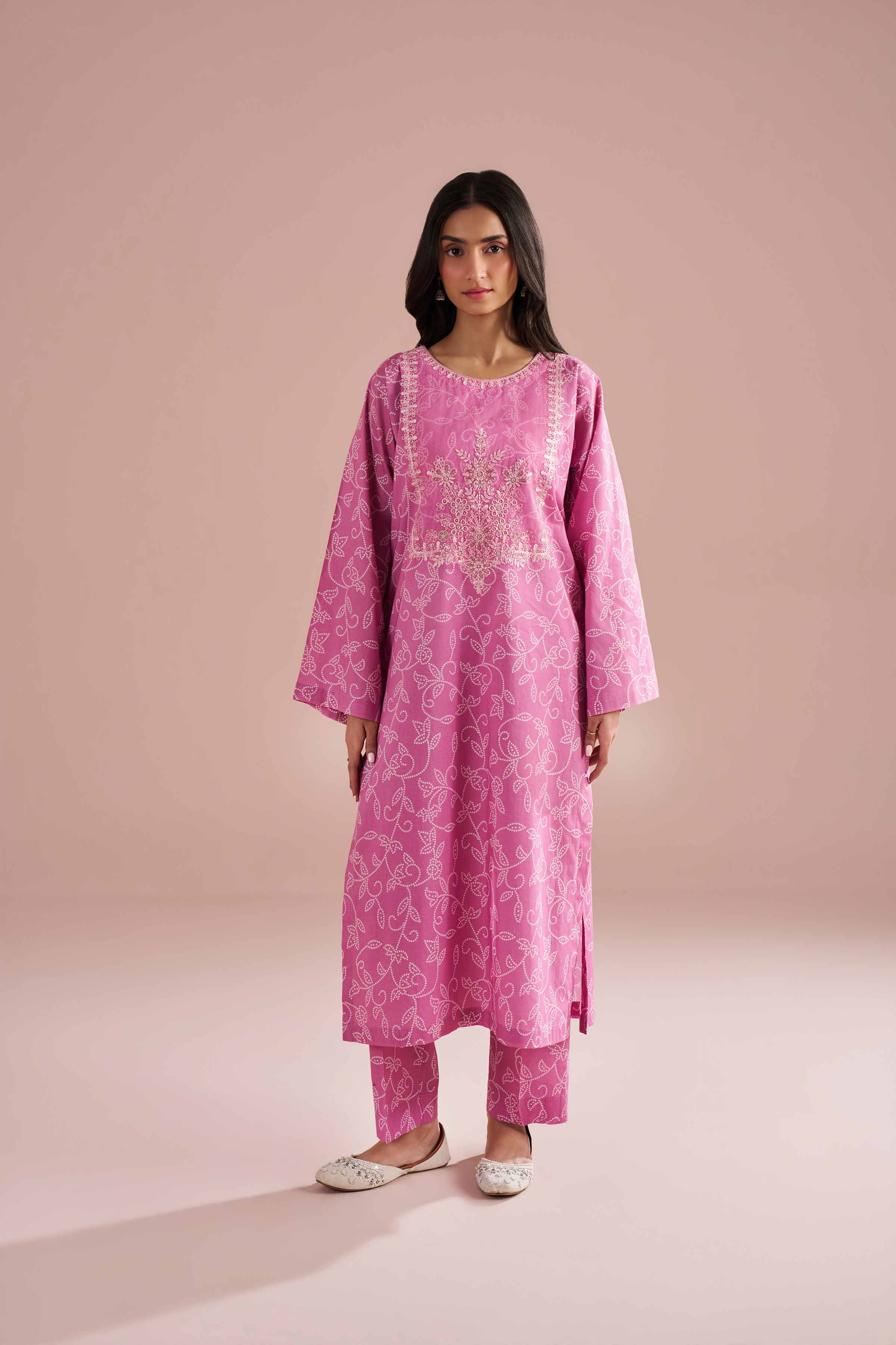 NishatUK - Pink Embroidered Cambric 2-piece ready to wear Dress
