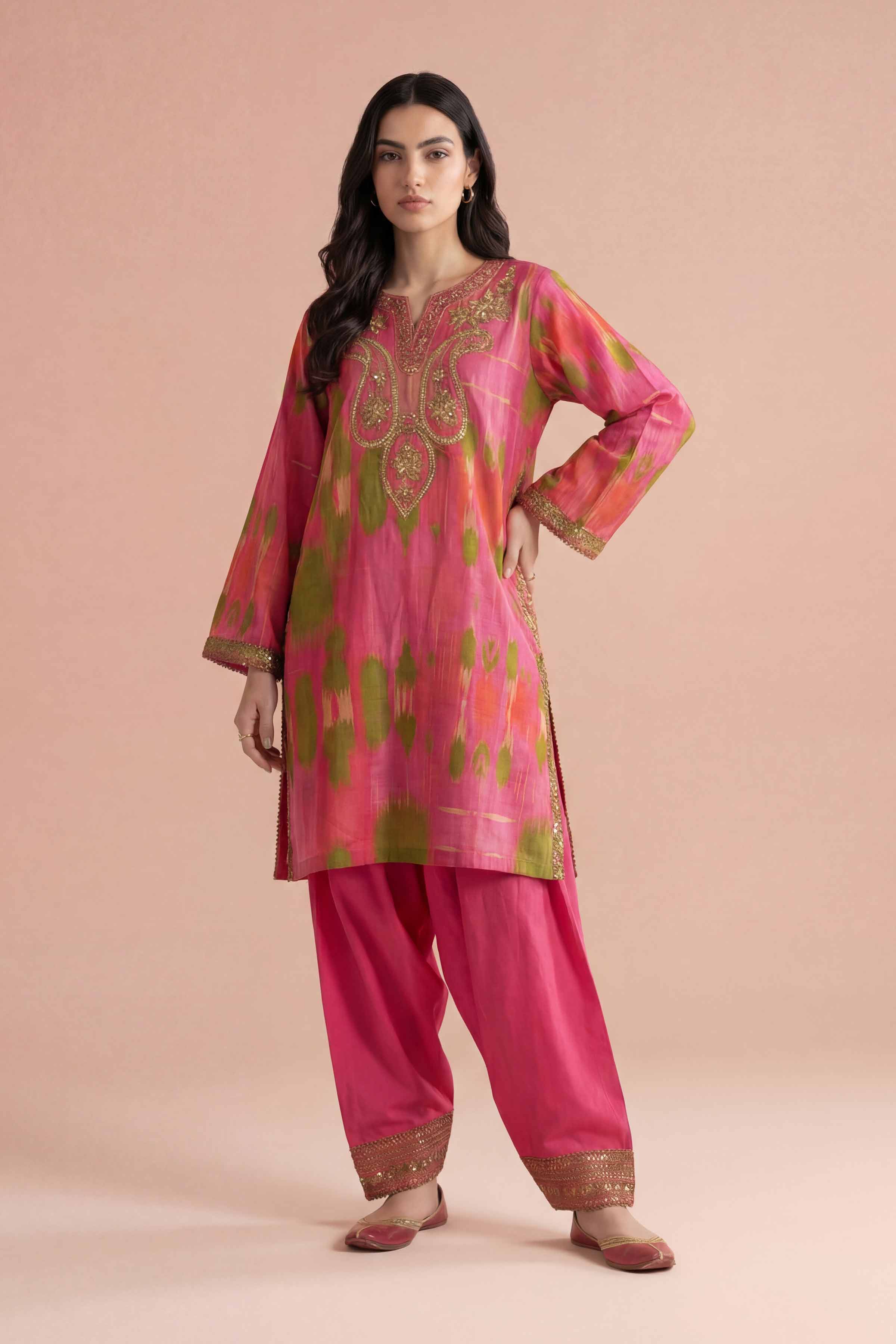 Nishat UK - Red Embroidered Jacquard 2-piece ready to wear Dress