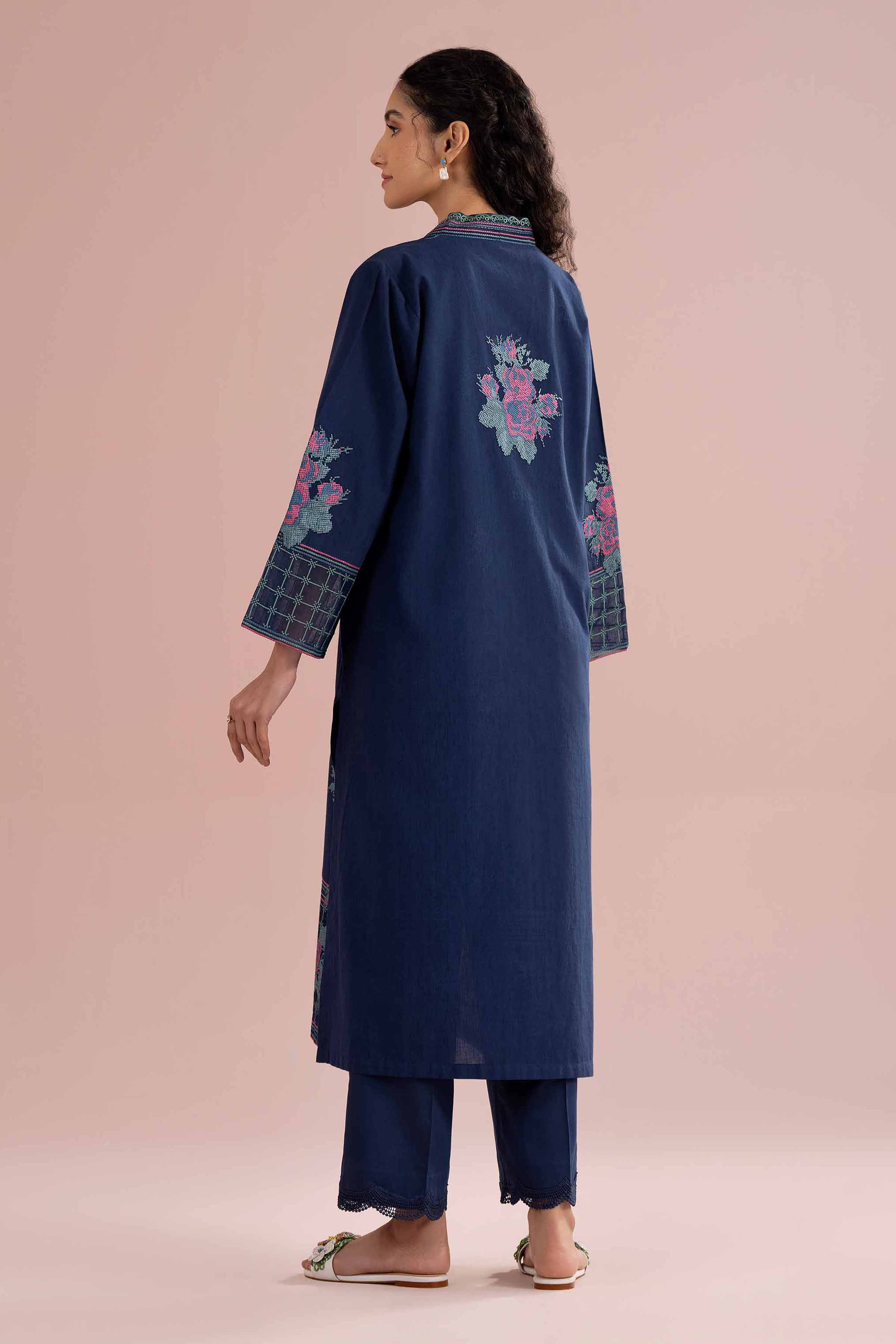 NishatUK - Blue Embroidered Jacquard 2-piece ready to wear Dress
