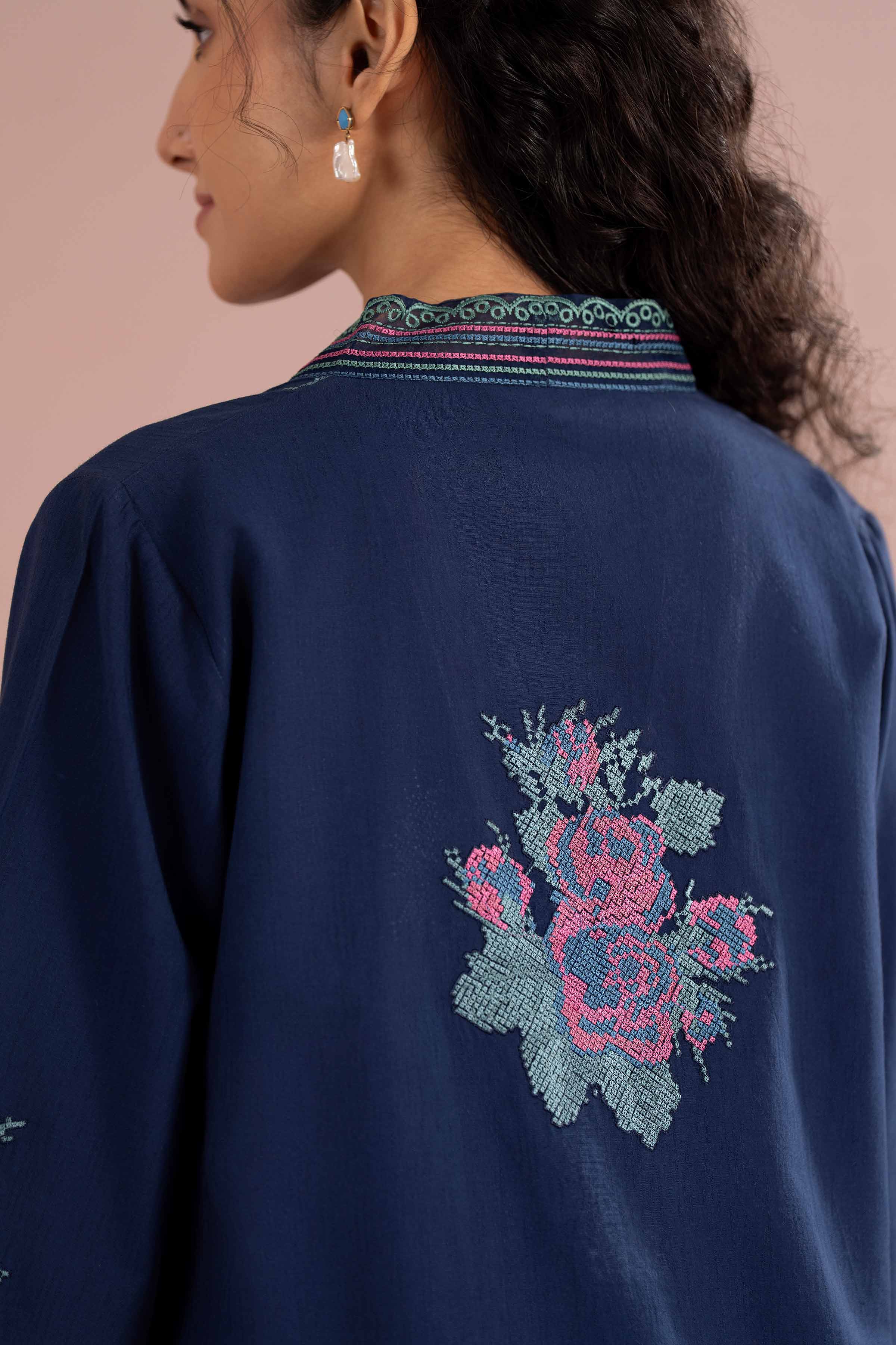 NishatUK - Blue Embroidered Jacquard 2-piece ready to wear Dress