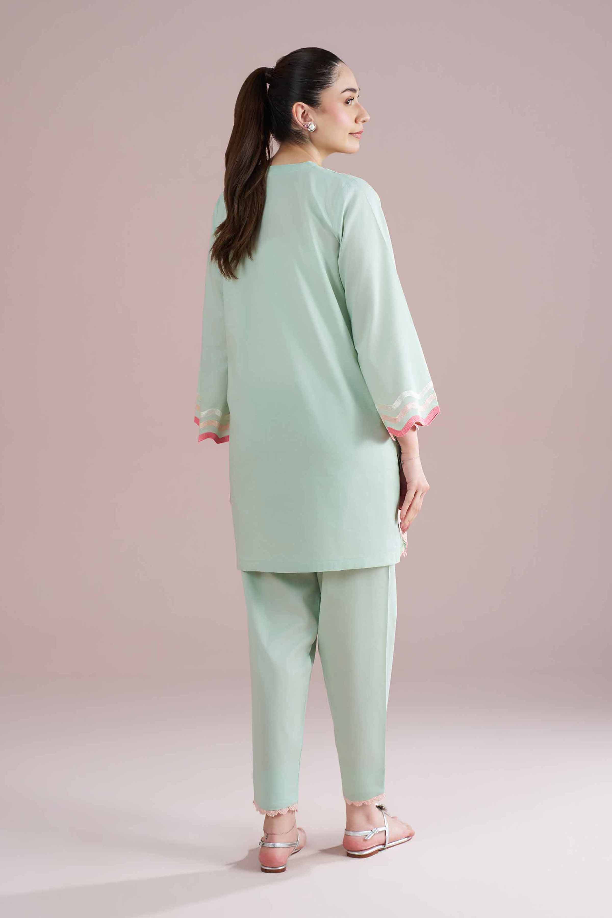 NishatUK - Green Embroidered Cambric 2-piece ready to wear Dress