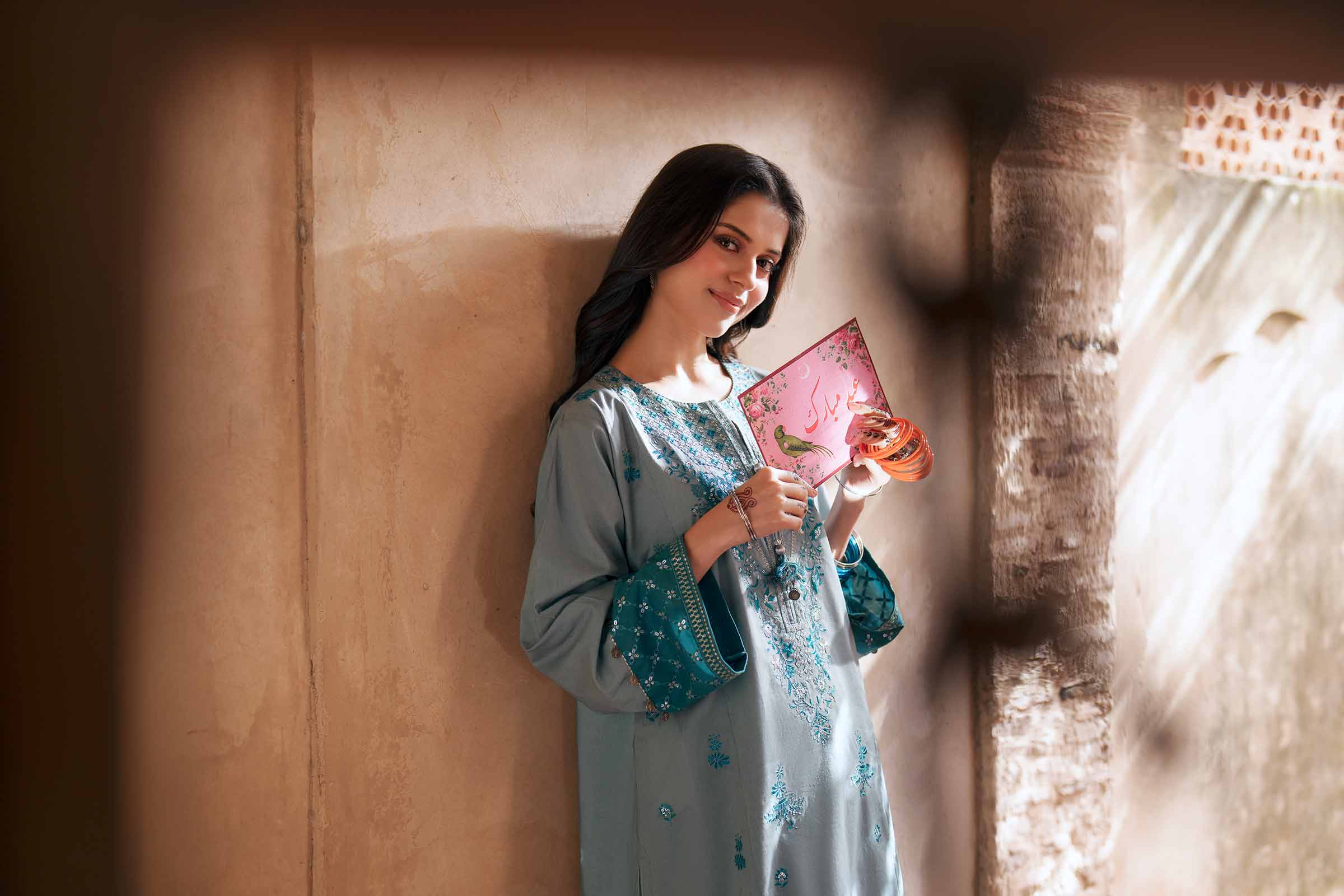 NishatUK - Blue Embroidered Cambric 2-piece ready to wear Dress