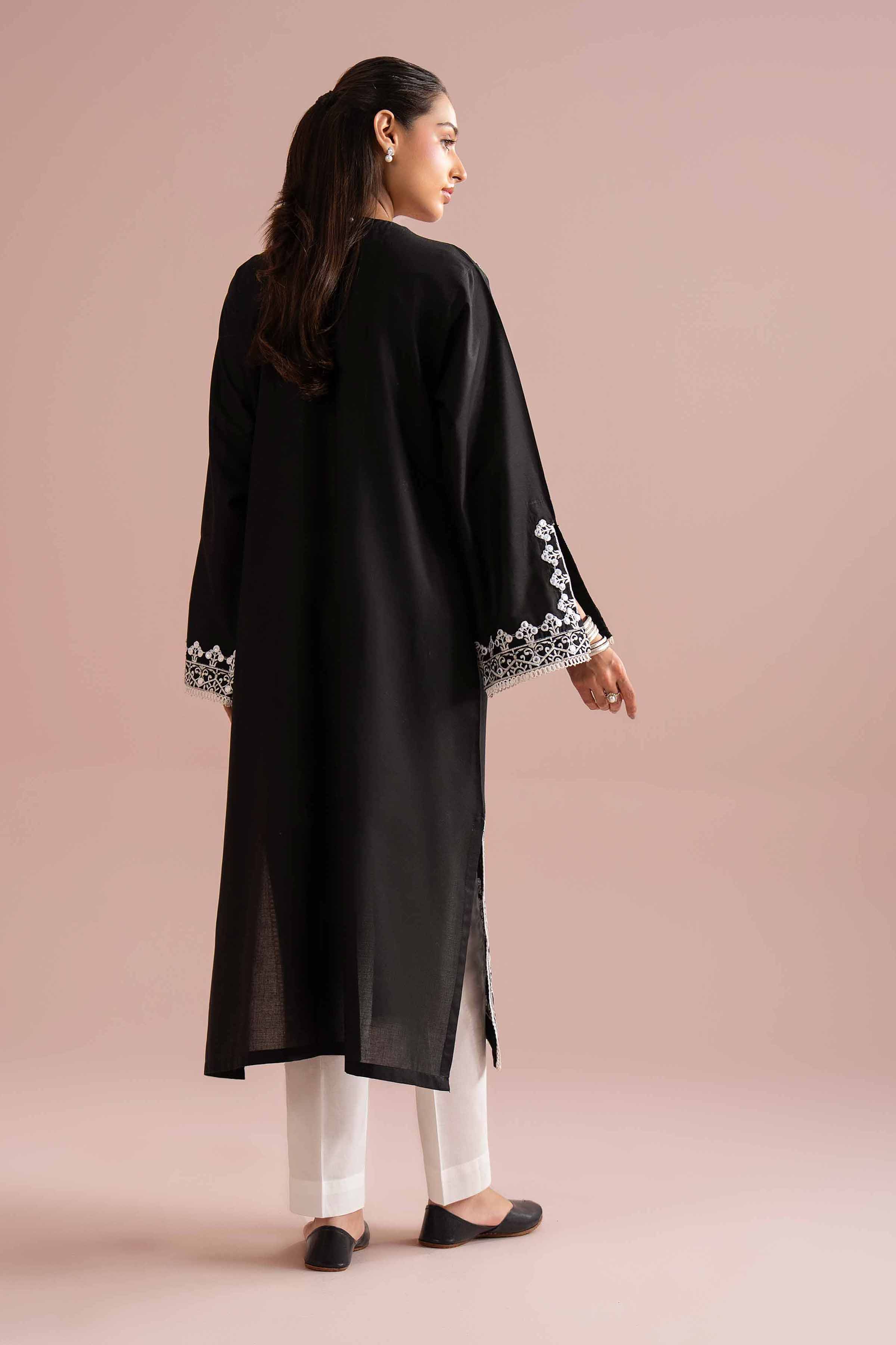 Nishat UK - Black Embroidered Cambric 2-piece ready to wear Dress