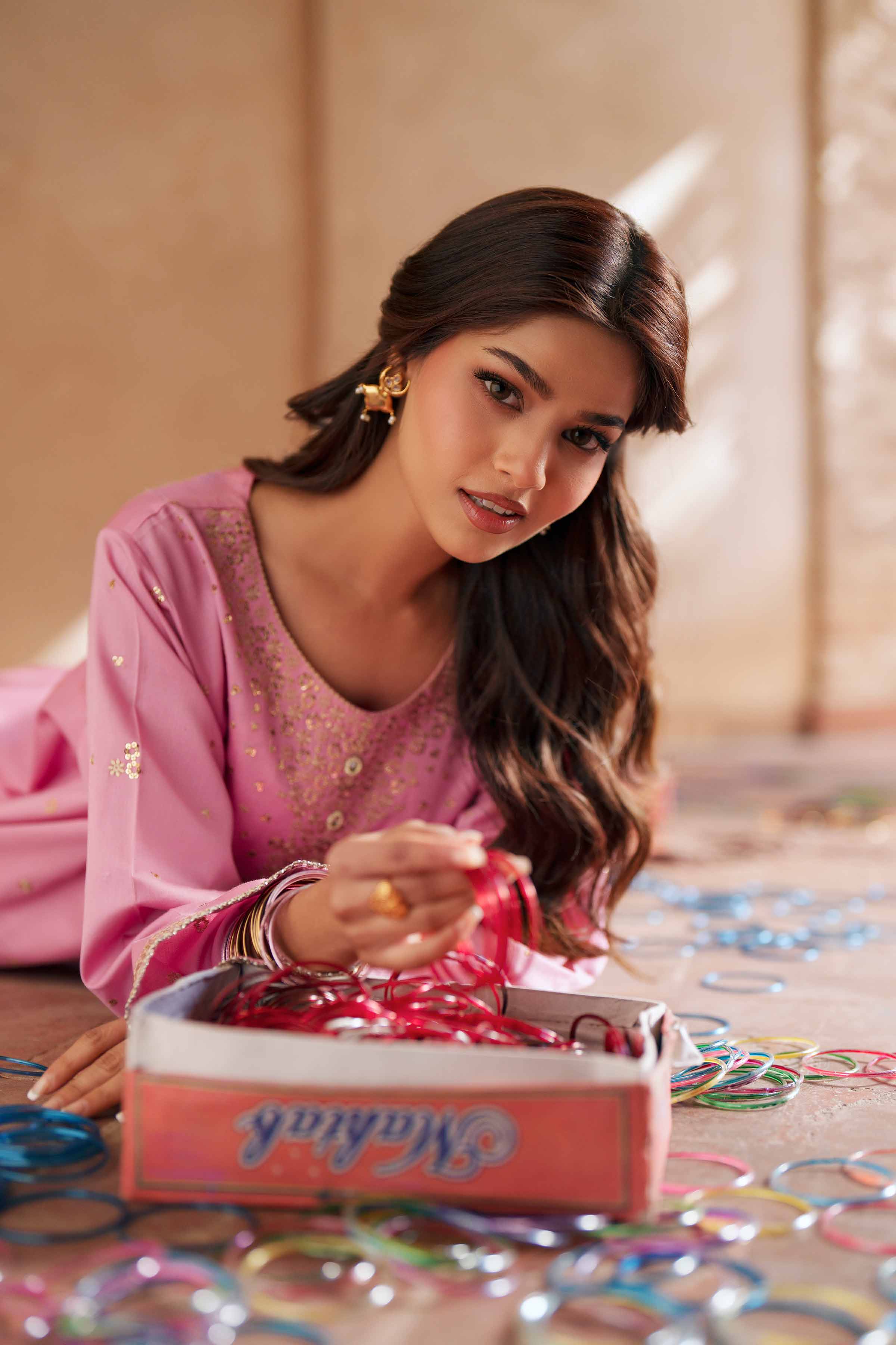 NishatUK - Pink Embroidered Cotton 2-piece ready to wear Dress