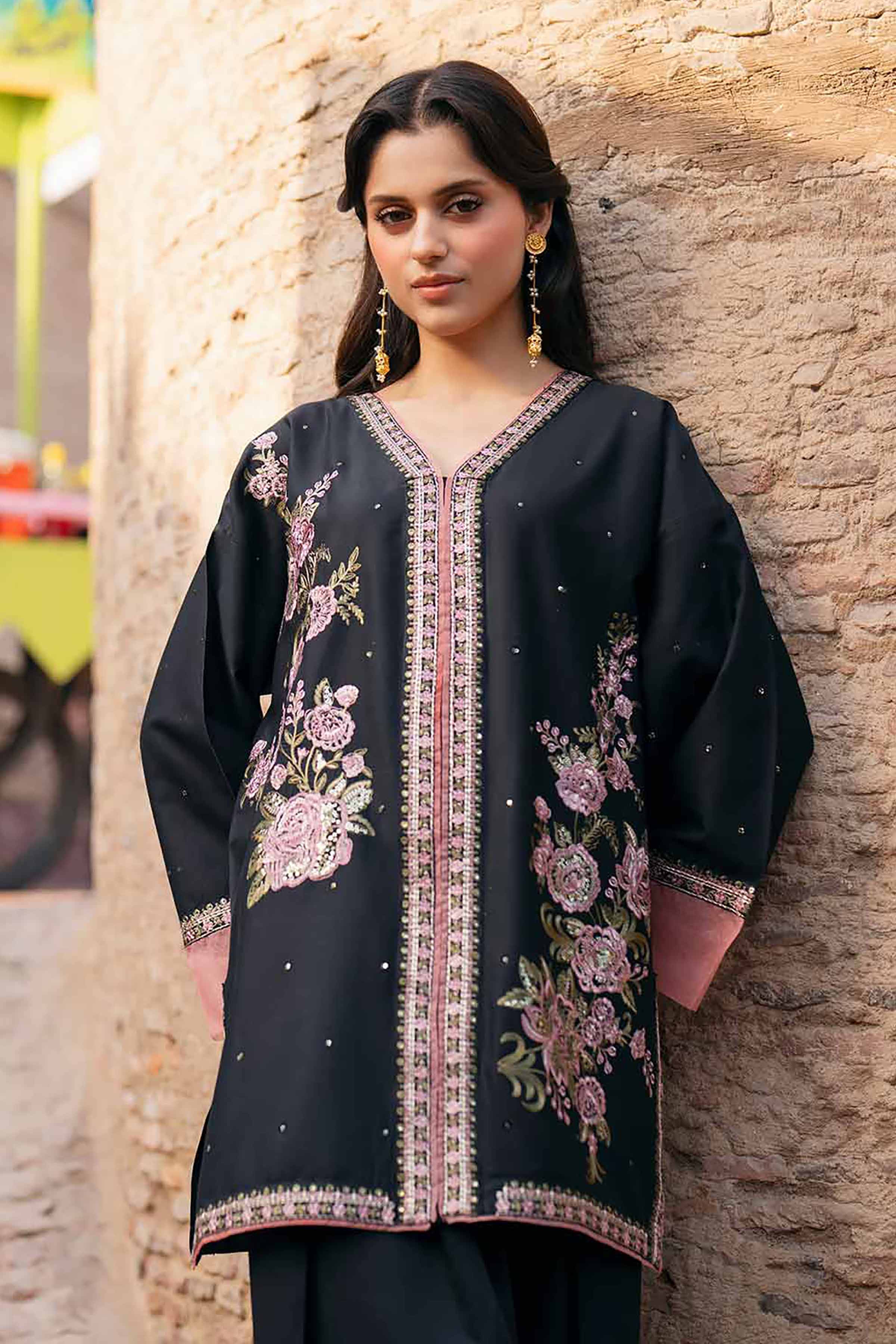 Nishat UK - Black Embroidered Cotton 2 Pieces ready to wear Dress