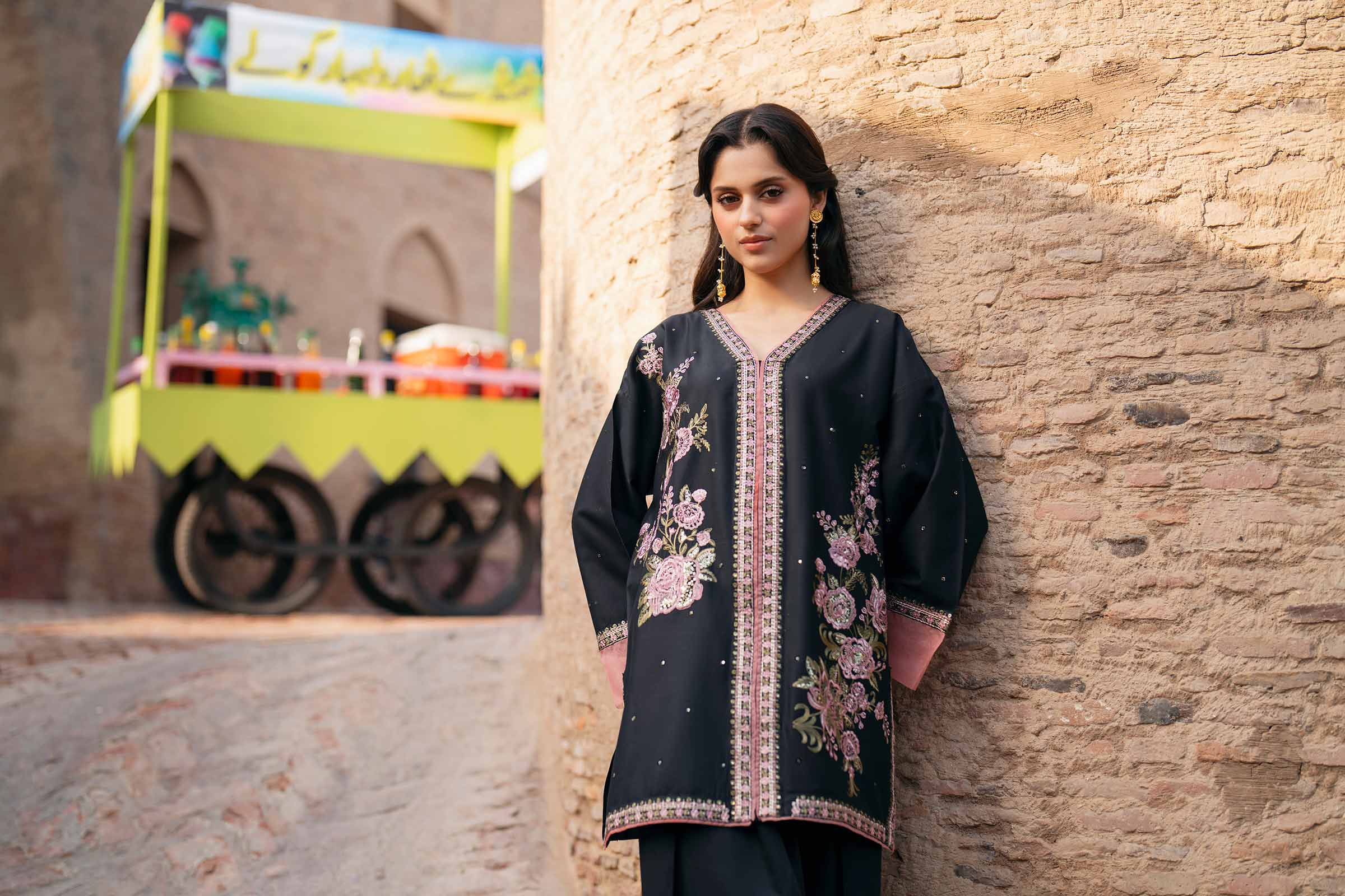 Nishat UK - Black Embroidered Cotton 2 Pieces ready to wear Dress