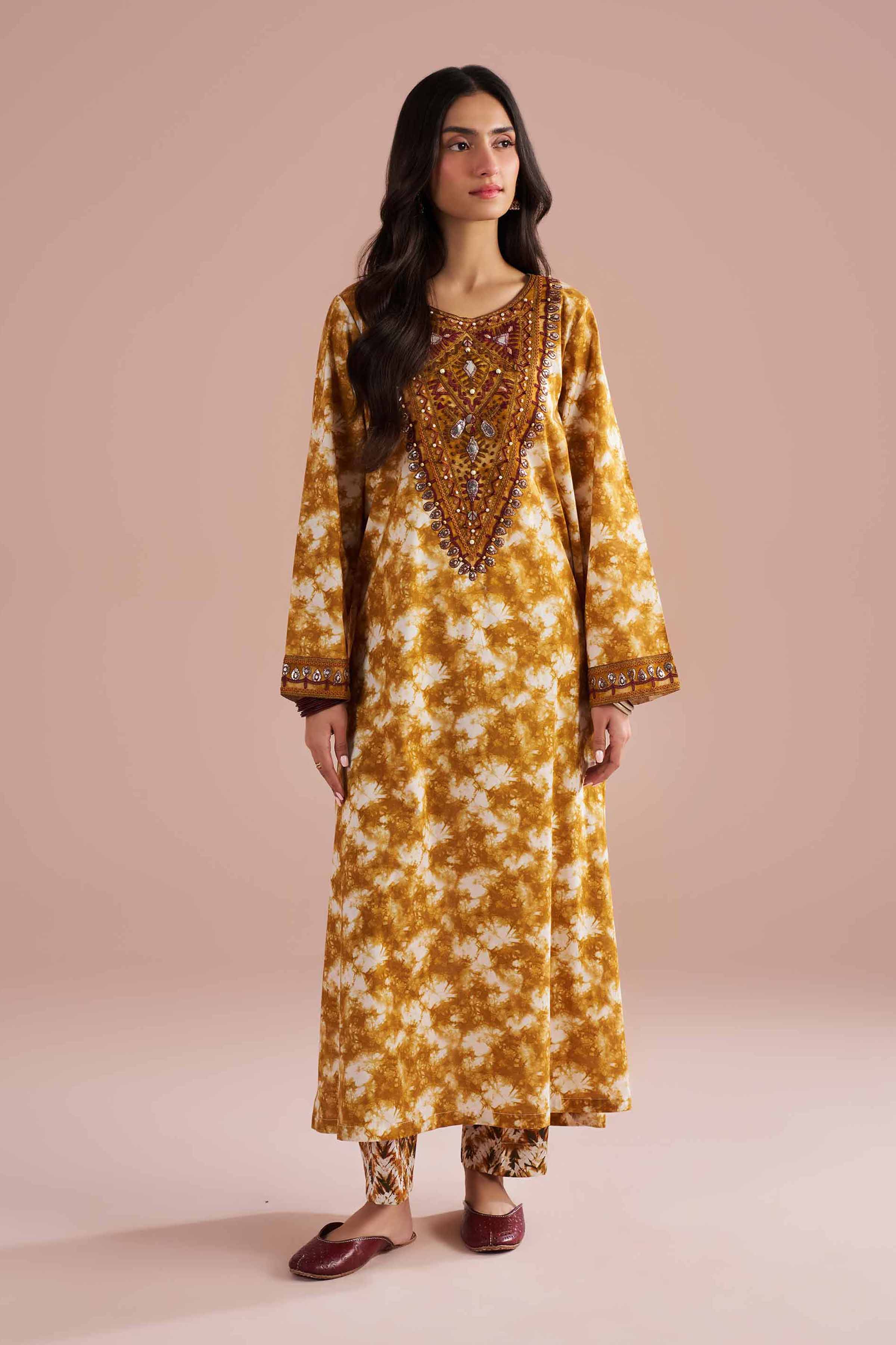 NishatUK - Yellow Embroidered Lawn 2-piece ready to wear Dress