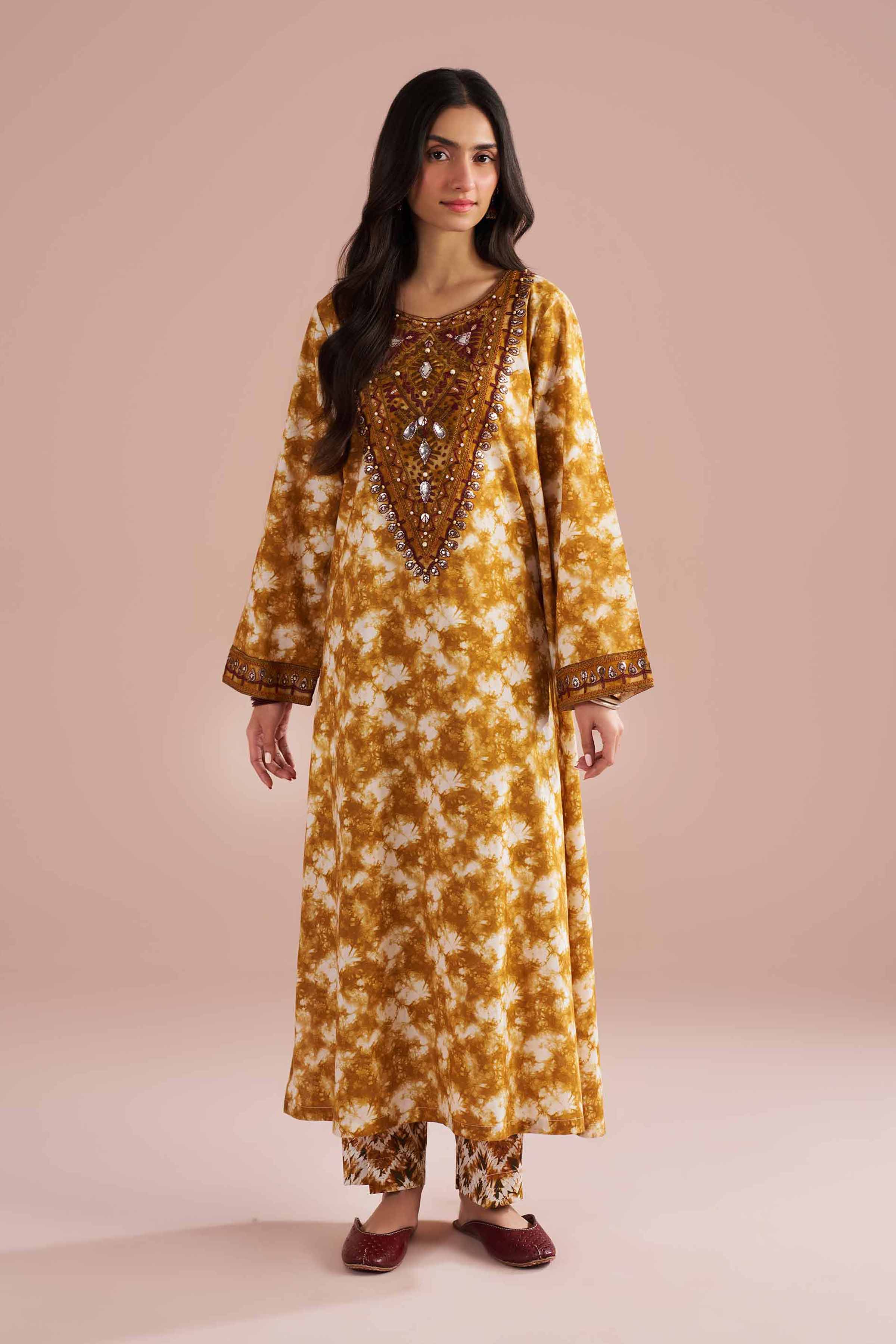 NishatUK - Yellow Embroidered Lawn 2-piece ready to wear Dress