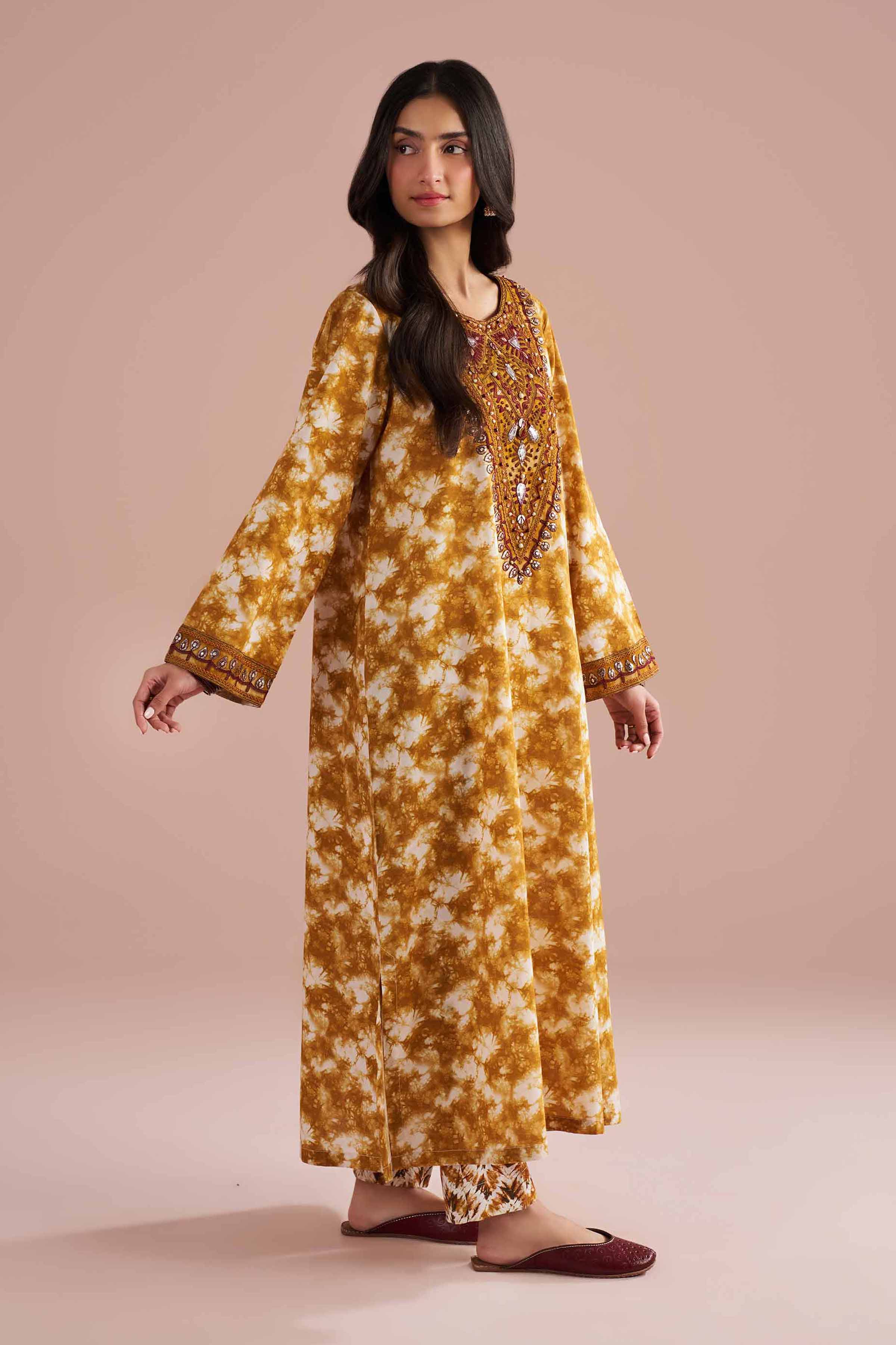 NishatUK - Yellow Embroidered Lawn 2-piece ready to wear Dress