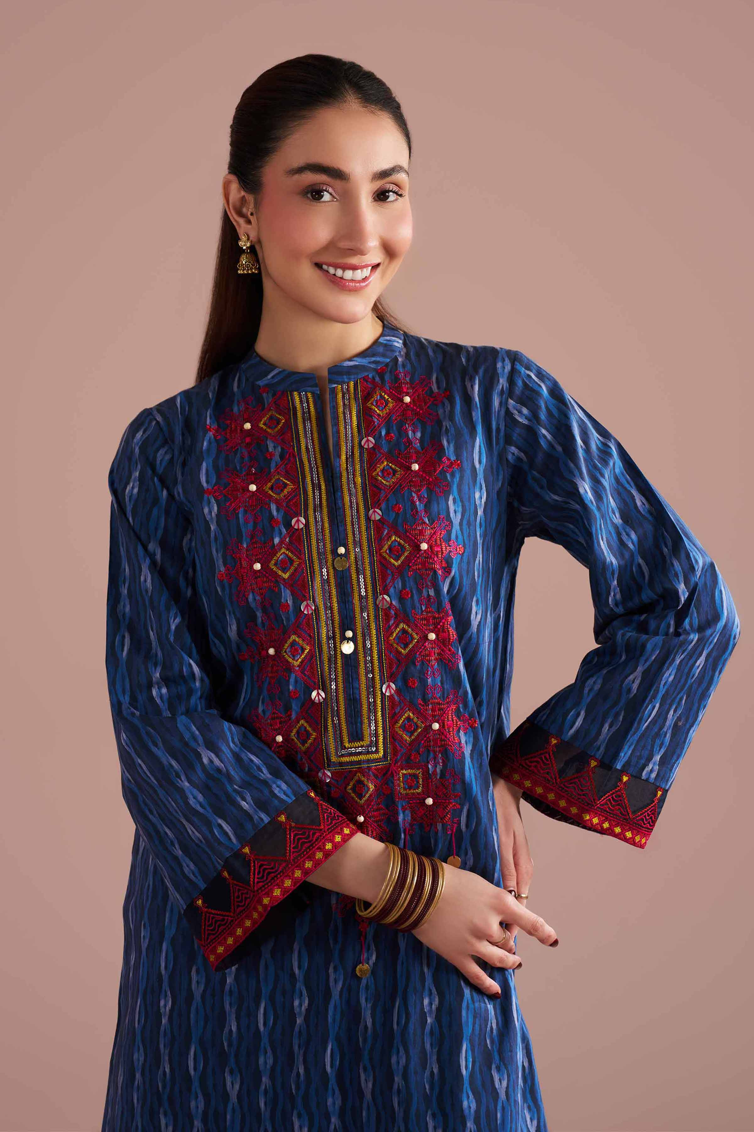 NishatUK - Blue Embroidered Lawn 2-piece ready to wear Dress