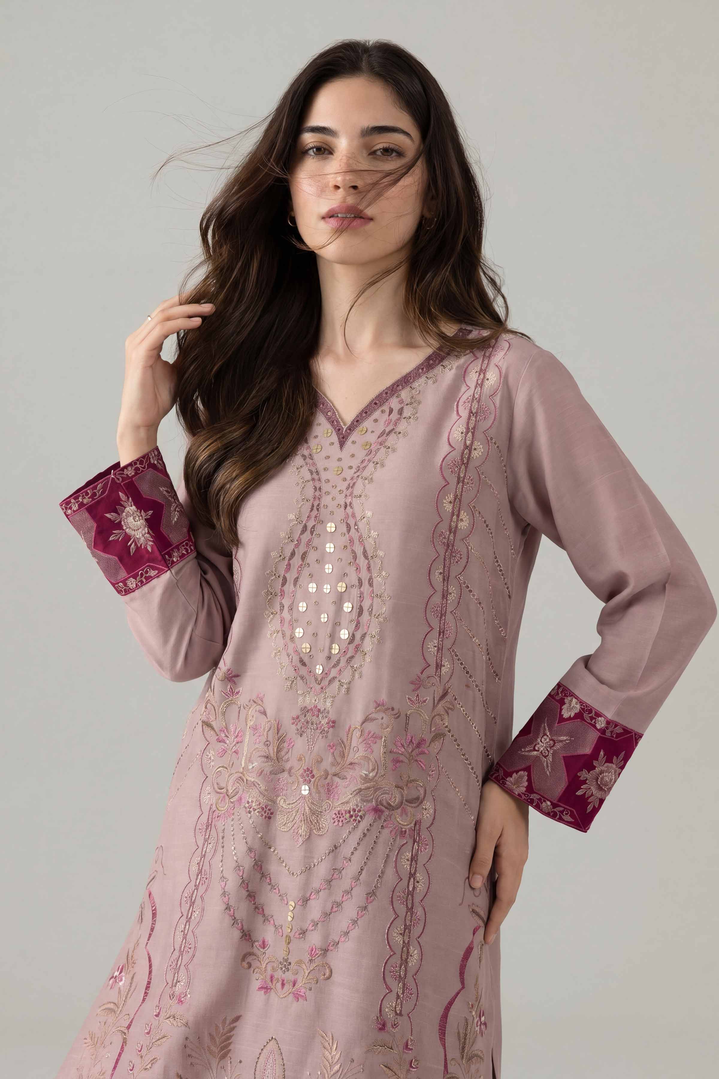 Nishat UK - Pink Embroidered Silk 2 Pieces ready to wear Dress