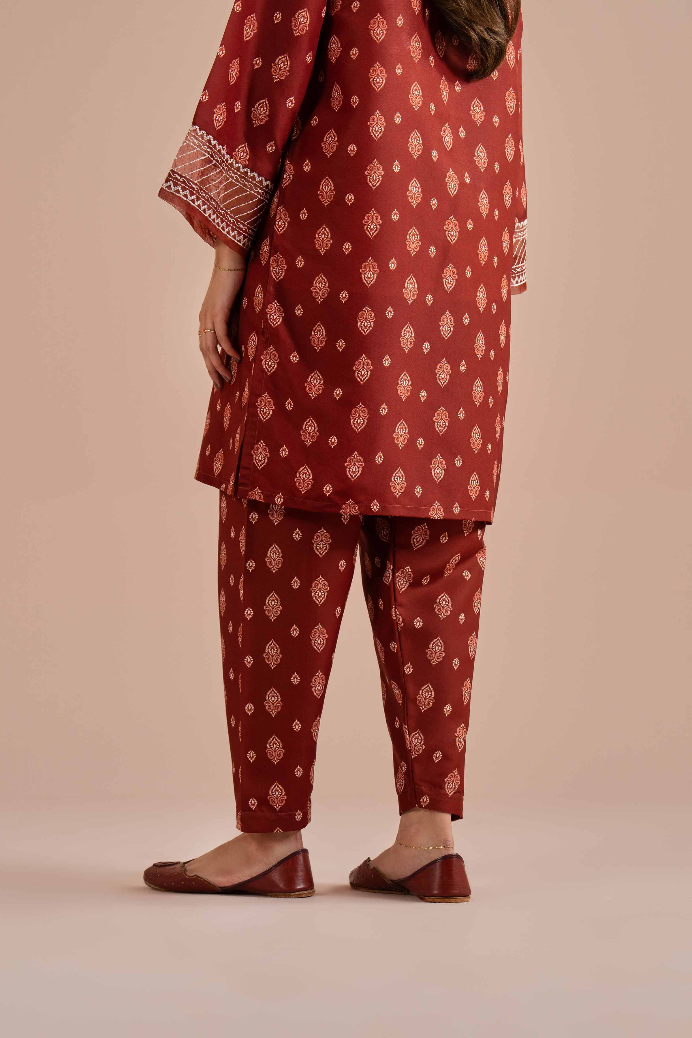 NishatUK - Brown Embroidered Lawn 2-piece ready to wear Dress