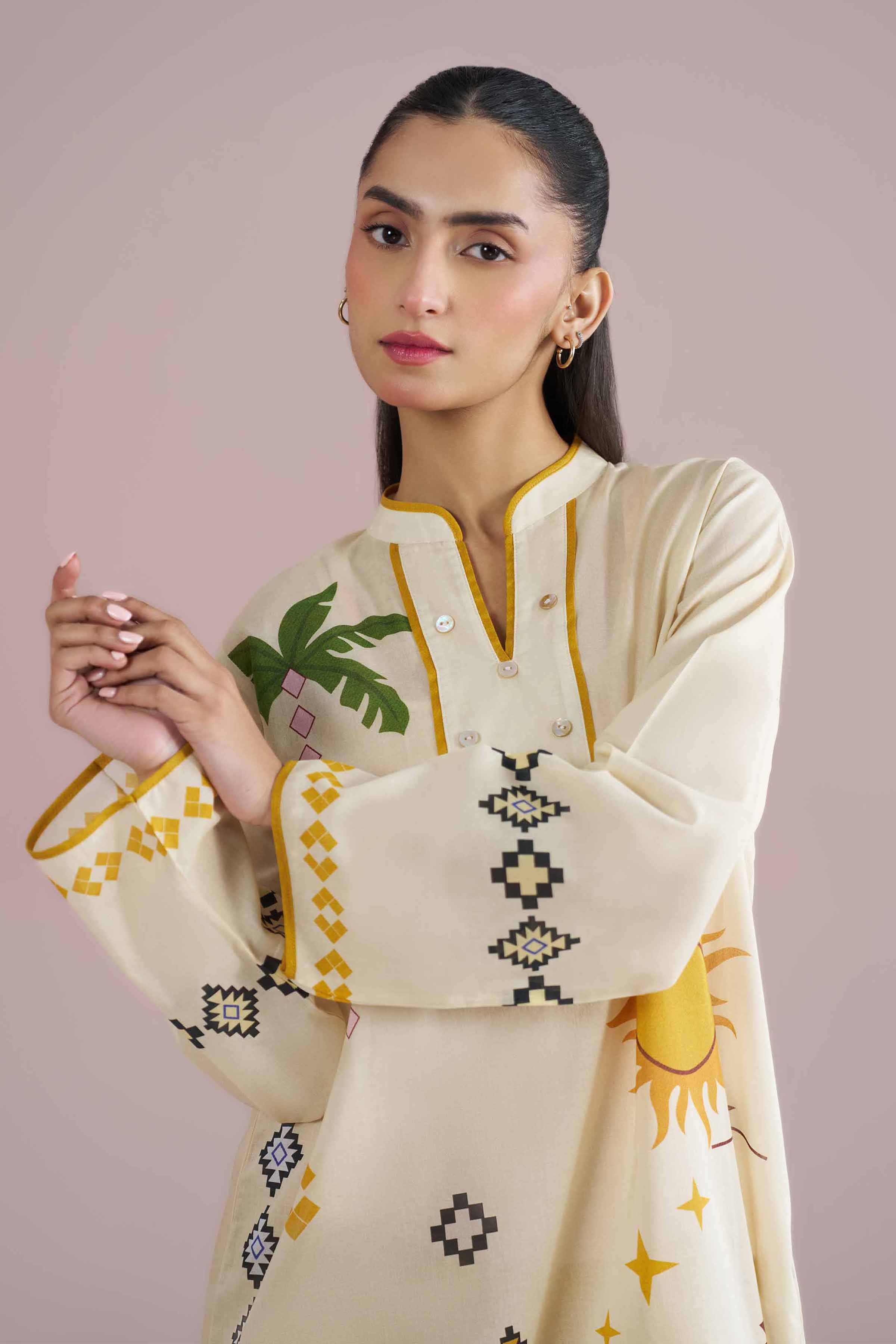 Nishat UK - Off White Printed Lawn 2 Pieces Ready To Wear Dress