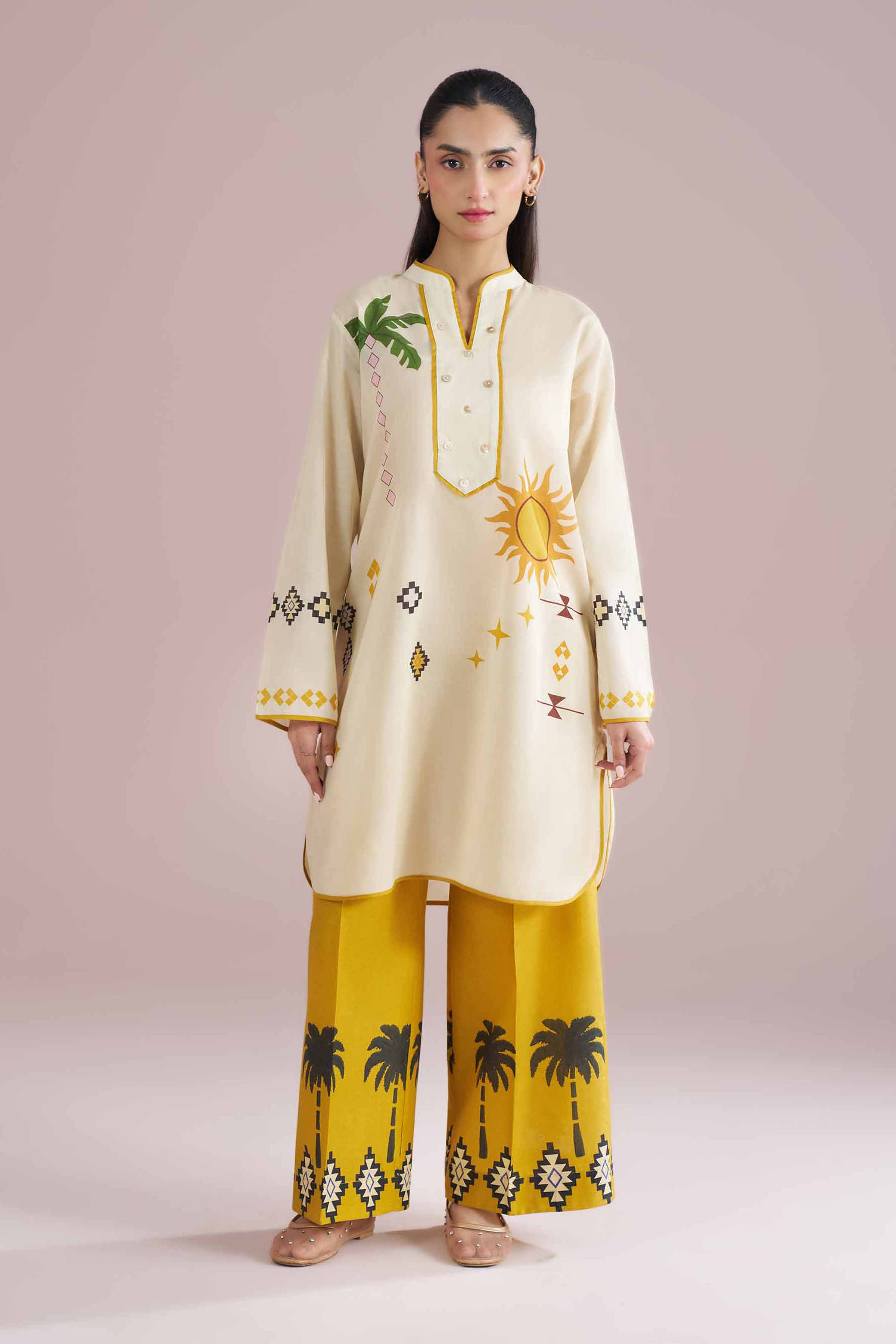 Nishat UK - Off White Printed Lawn 2 Pieces Ready To Wear Dress