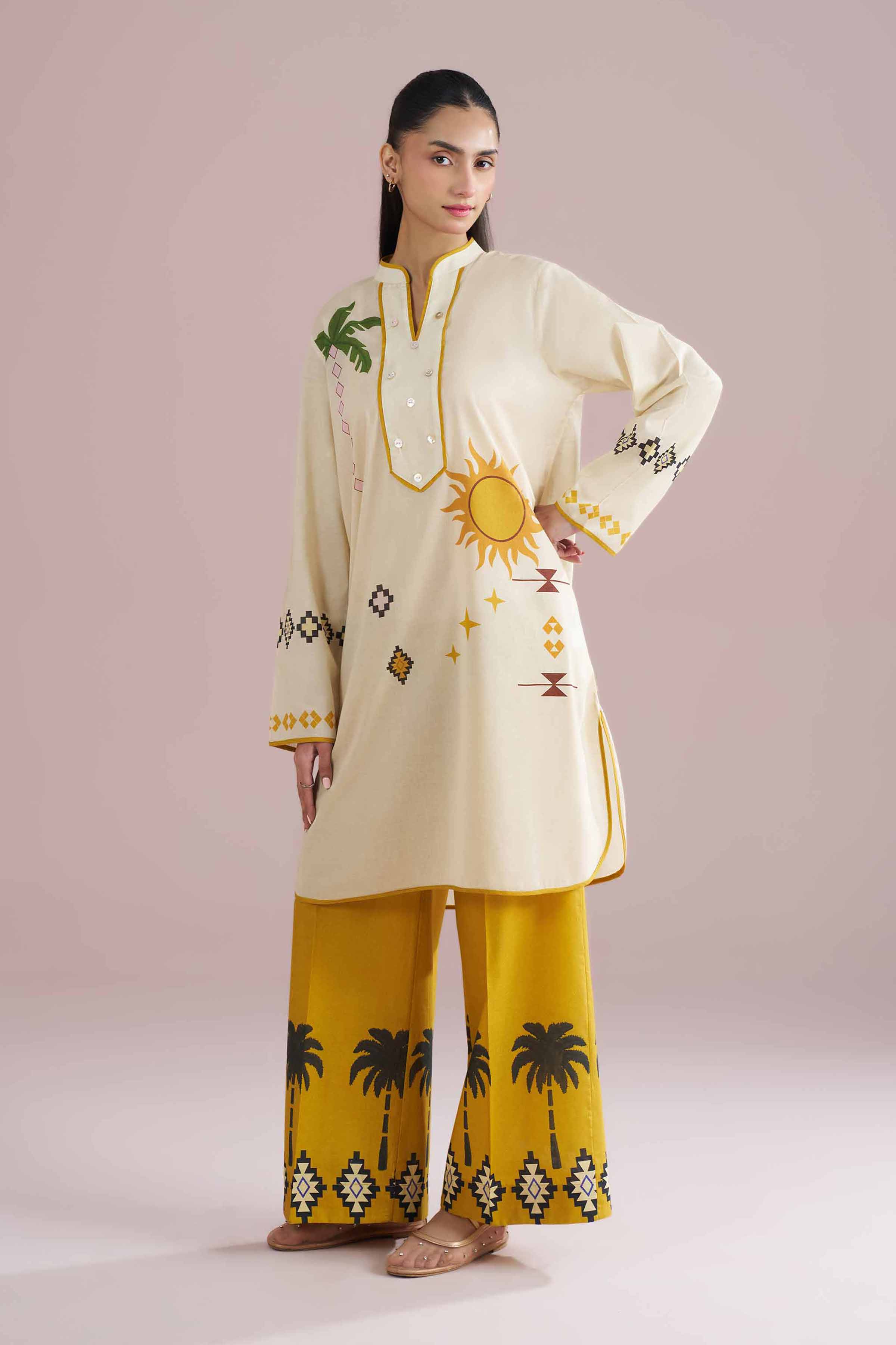 Nishat UK - Off White Printed Lawn 2 Pieces Ready To Wear Dress